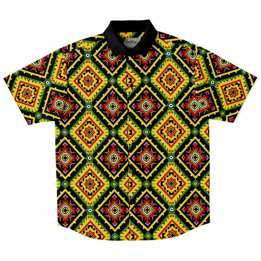 Traditional Dashiki Style Short Sleeve Button Down Shirt