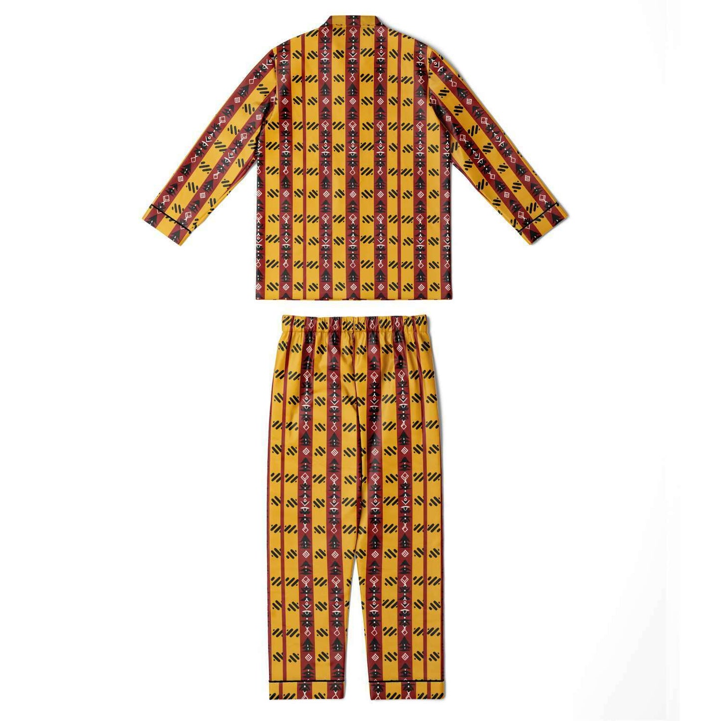 Cardinal & Gold College Colors Inspired Mens African Print Satin Pajama Set | Trojan Alum African Print Mens Sleepwear - Ships Free