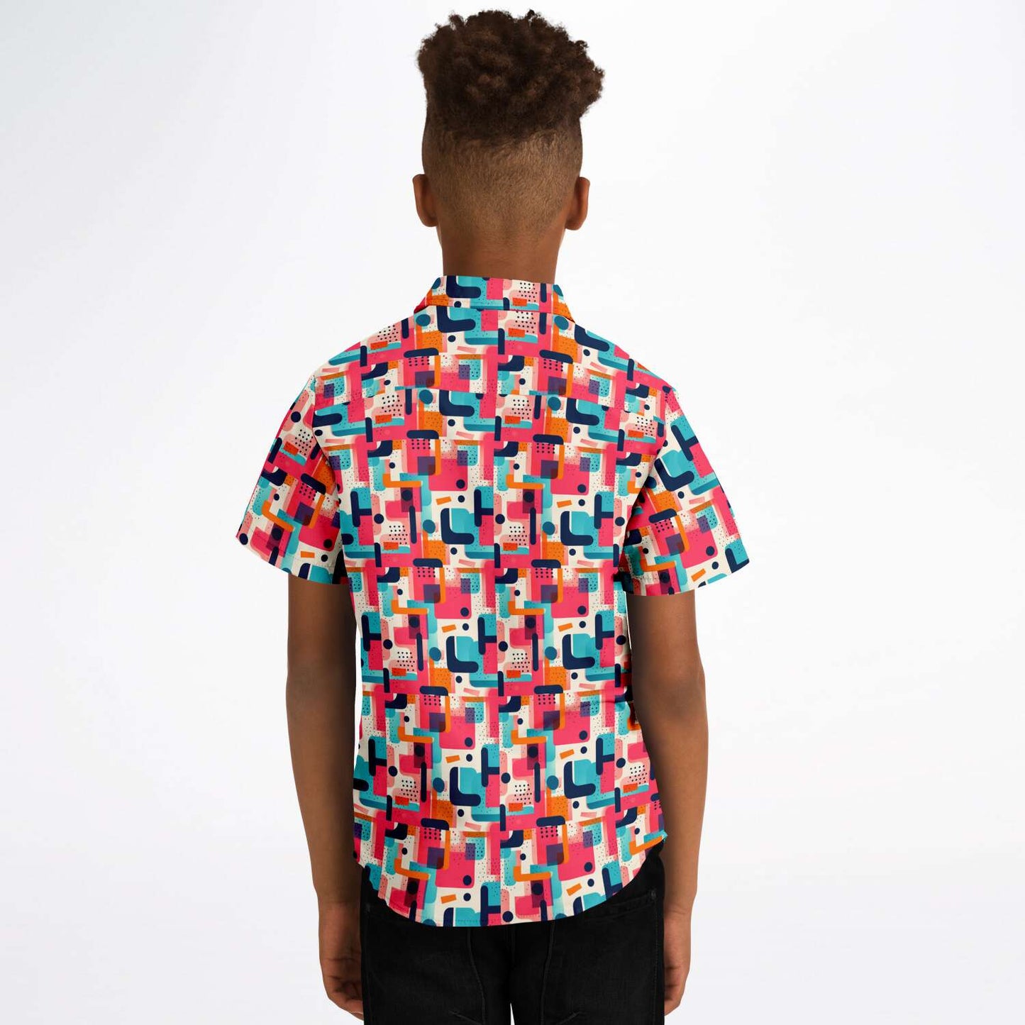 Playful Pop Art Kids Button-Up Shirt, Kids' Colorful Fashion