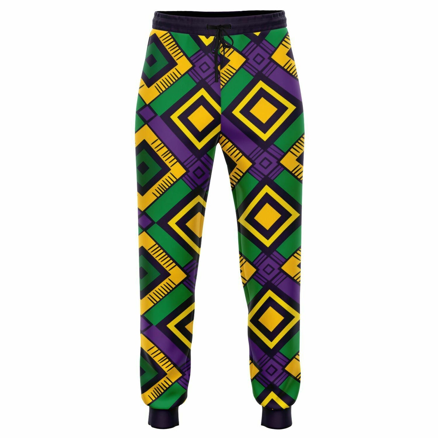 Athletic African Kente Mardi Gras Unisex Joggers, Festive Carnival Themed Pants