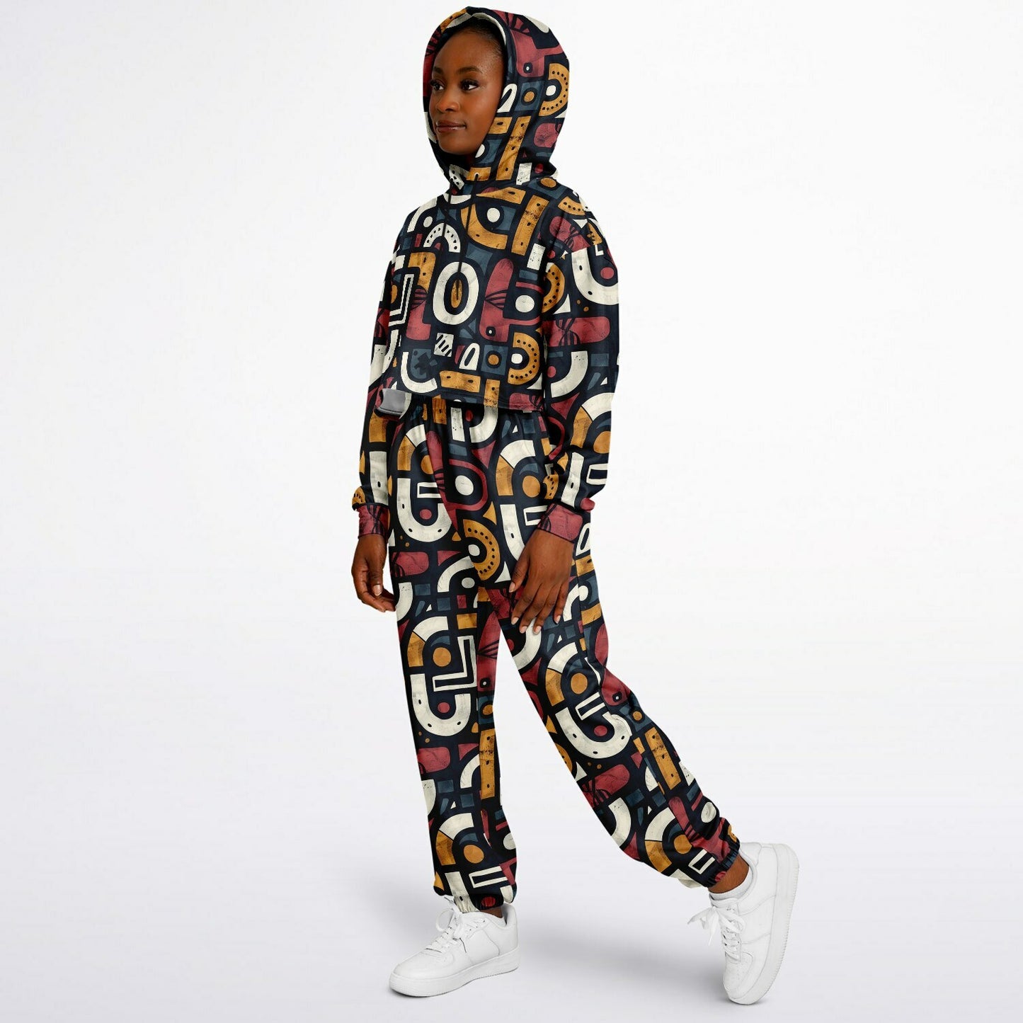 Women's Afropunk Urban Graffiti Art Jogger Set,  Ethnic Athletic Dance Set