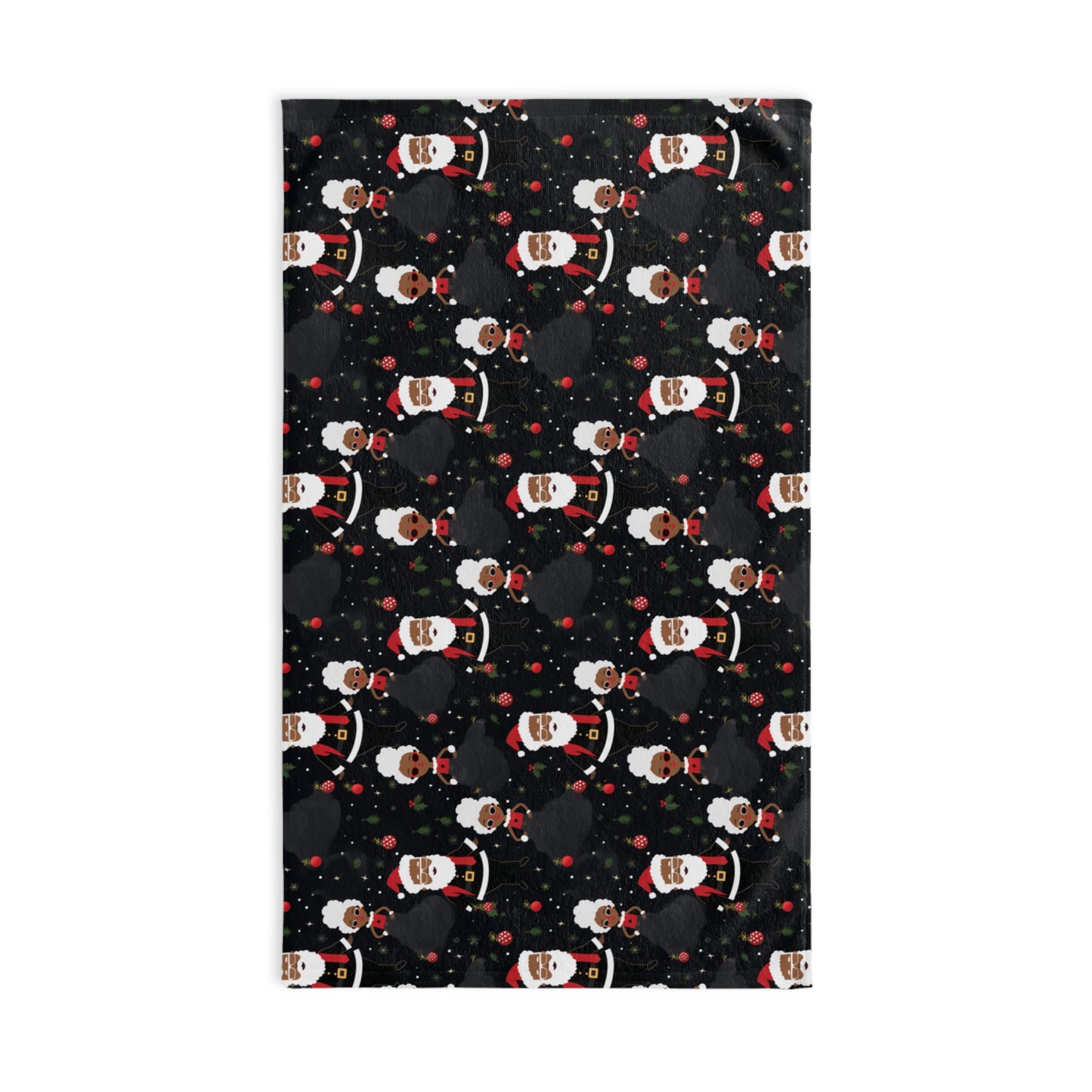 Black Santa & Black Mrs. Claus Christmas Decorative Hand Towel - Holiday Afrocentric Towel