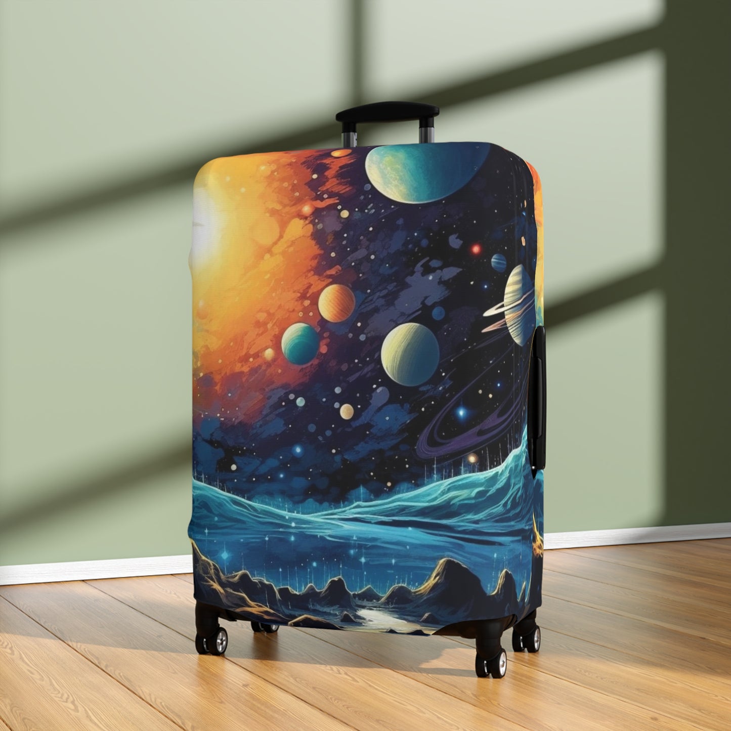 Cosmic Adventure Luggage Cover - Space Exploration Suitcase Protector - Galactic Travel Accessory