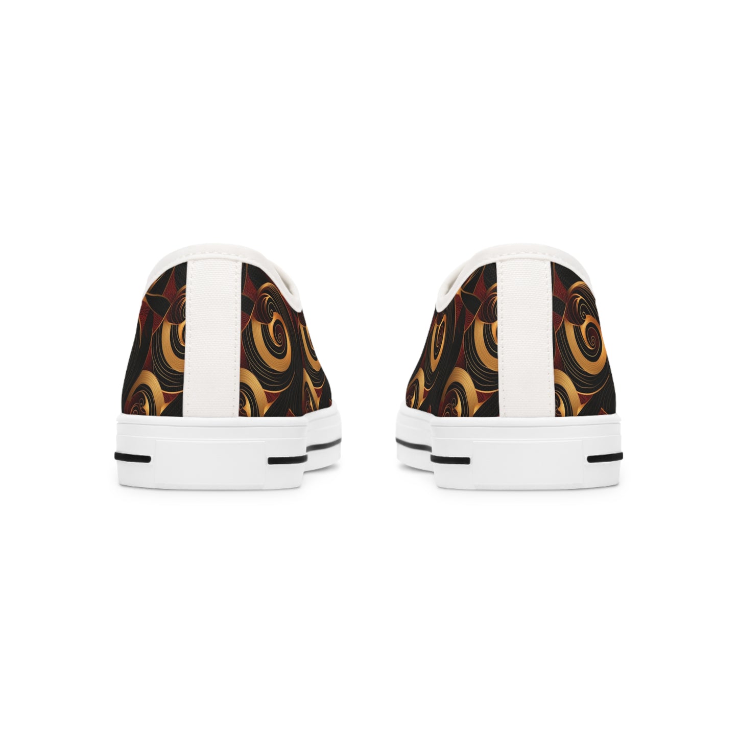 Crimson, Gold and Black Women's African Ankara Print Low Top Shoes