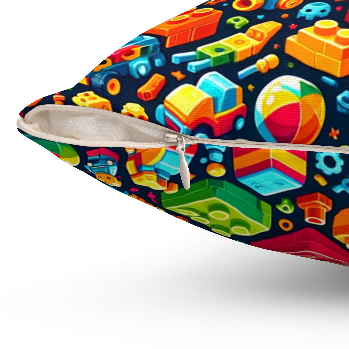 Colorful Building Block Pattern Throw Pillow, Children's Car Themed Bedroom Decor