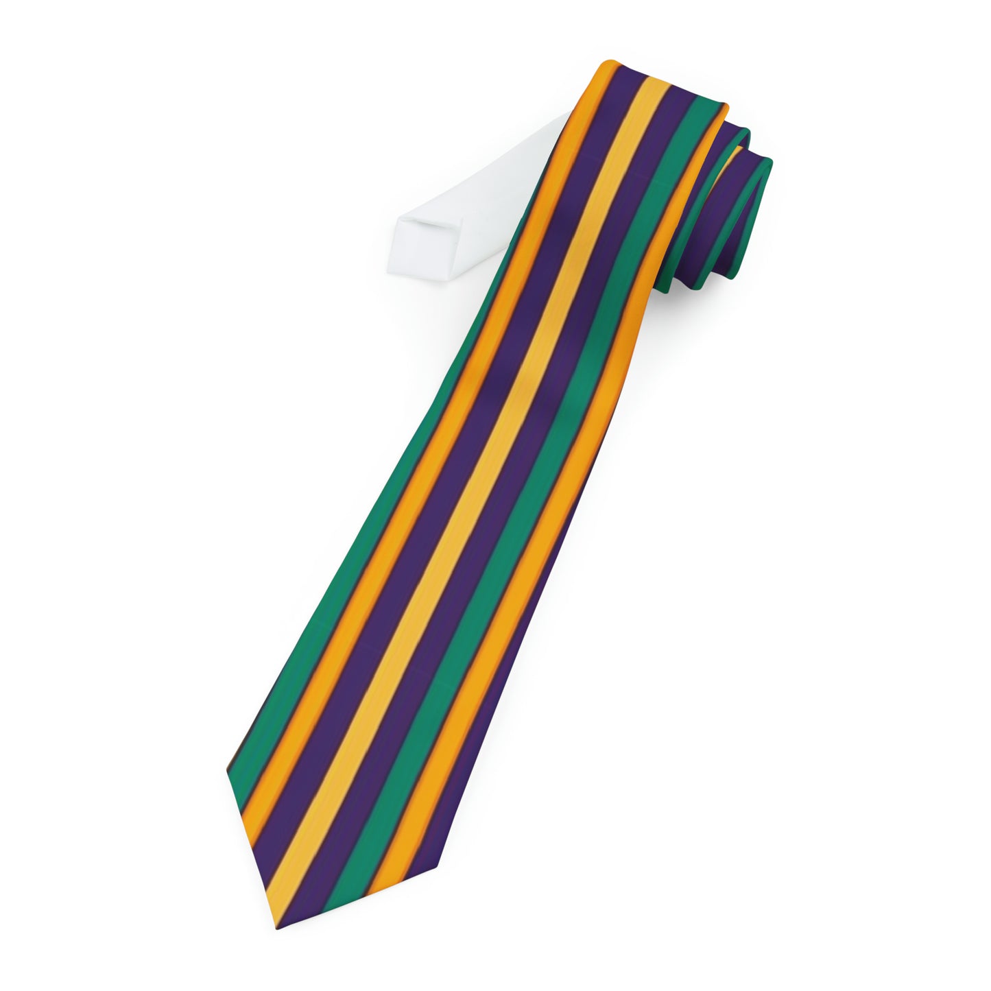 Mardi Gras Themed Stripped Mens Necktie, Carnival Mens Apparel, Fat Tuesday Festive Wear