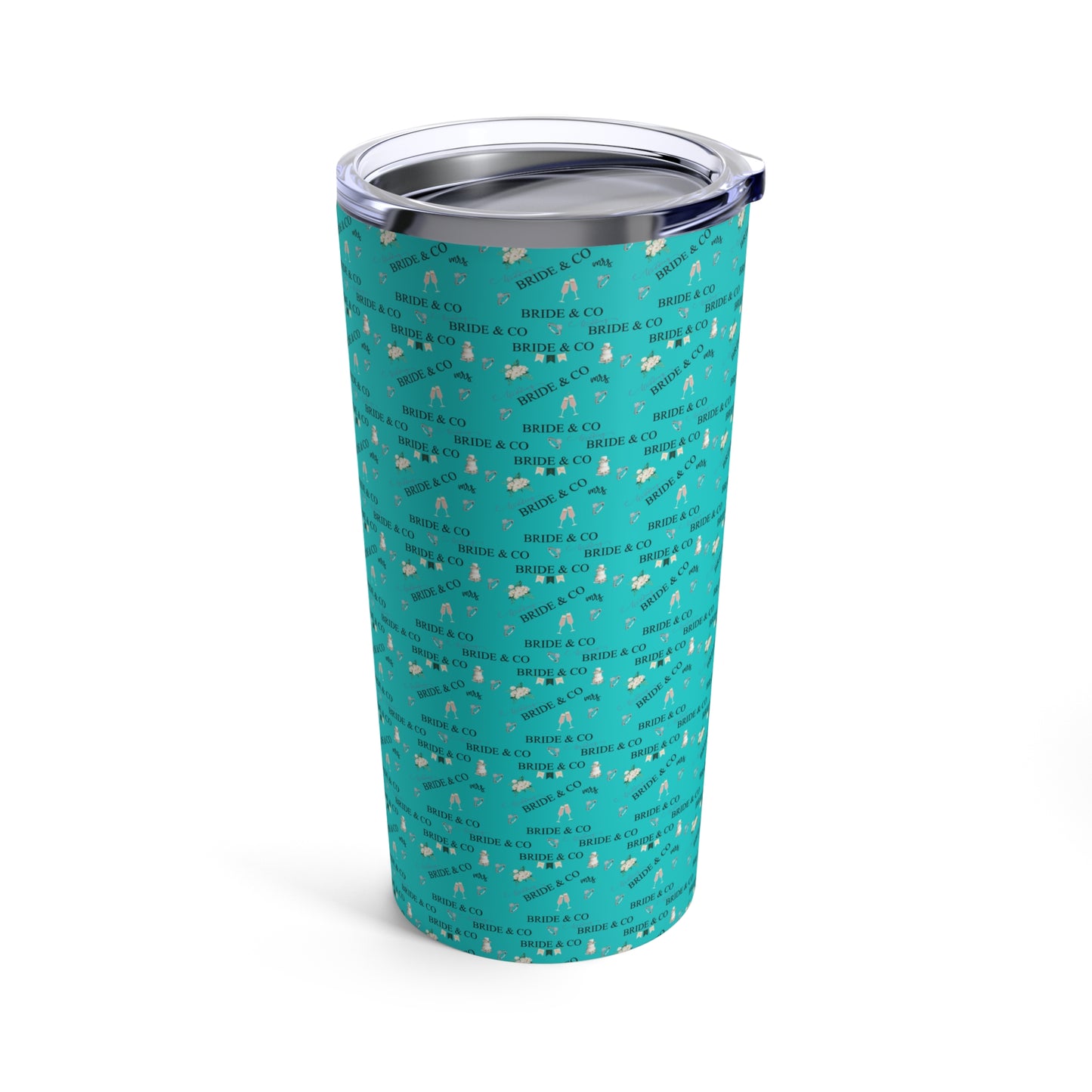 Robins Egg Blue Bride & Co 20oz Stainless Steel Travel Tumbler, Elegant Bride Vacuum-Insulated Reusable Cup