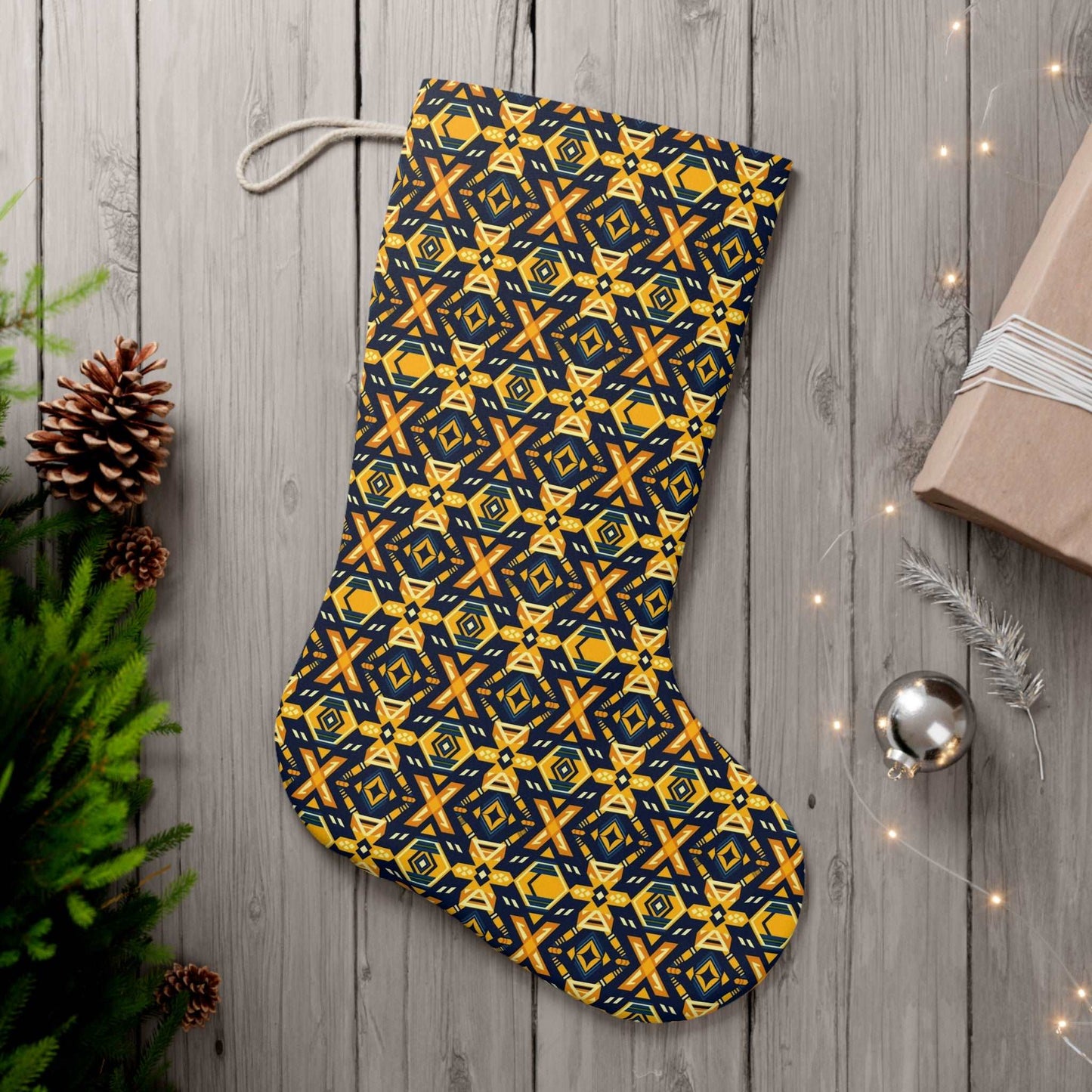 African Print Holiday Stocking, African Print Christmas Stocking