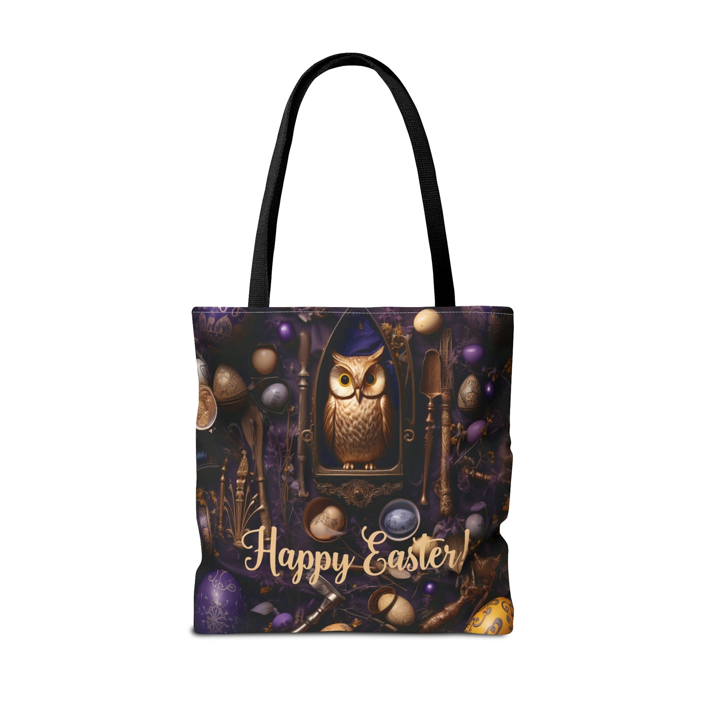 Enchanted Owl Easter Tote Bag - Durable Spun Polyester with Vintage Charm