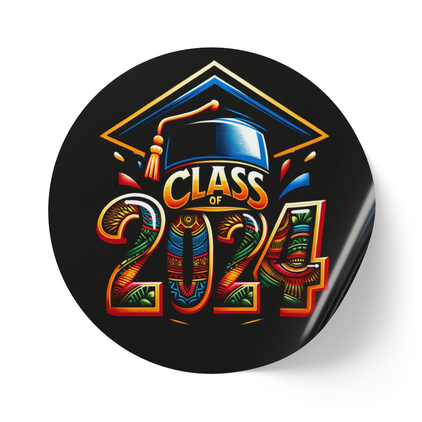 Class Of 2024 Sticker Roll, Bulk Graduation Stickers, Black Culture Graduation Merchandise