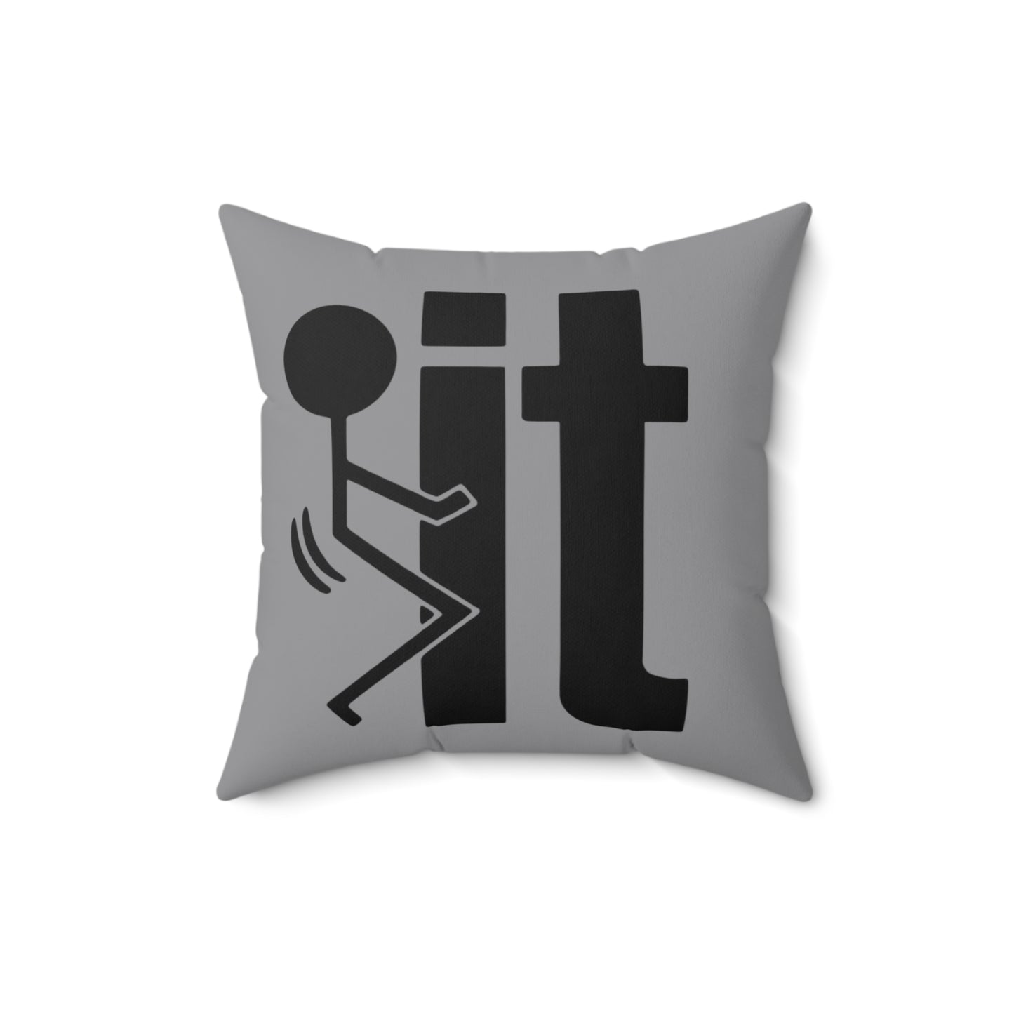 Fuck It Stick Figure Square Pillow, Sarcastic Novelty Home Decor