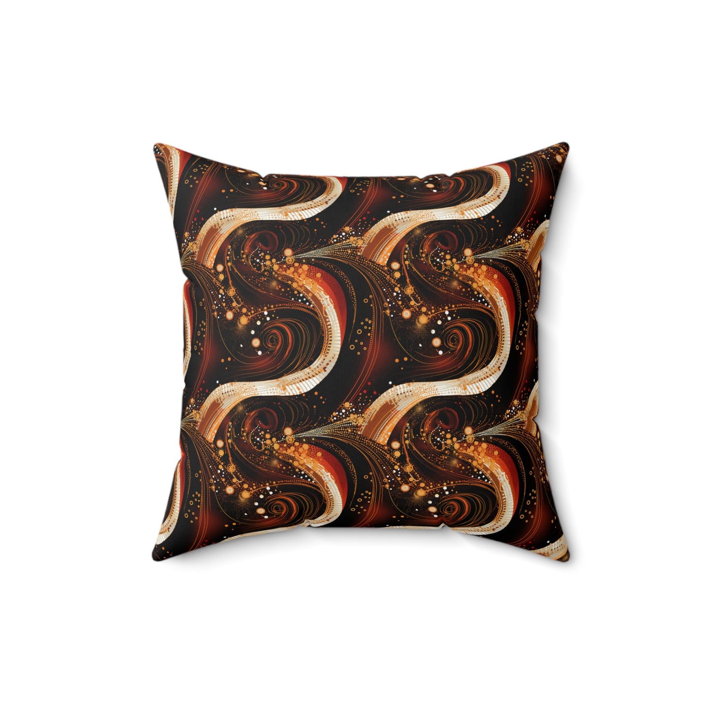 Black and Gold African-Inspired Pillow, Abstract Pattern in Dark Orange and White