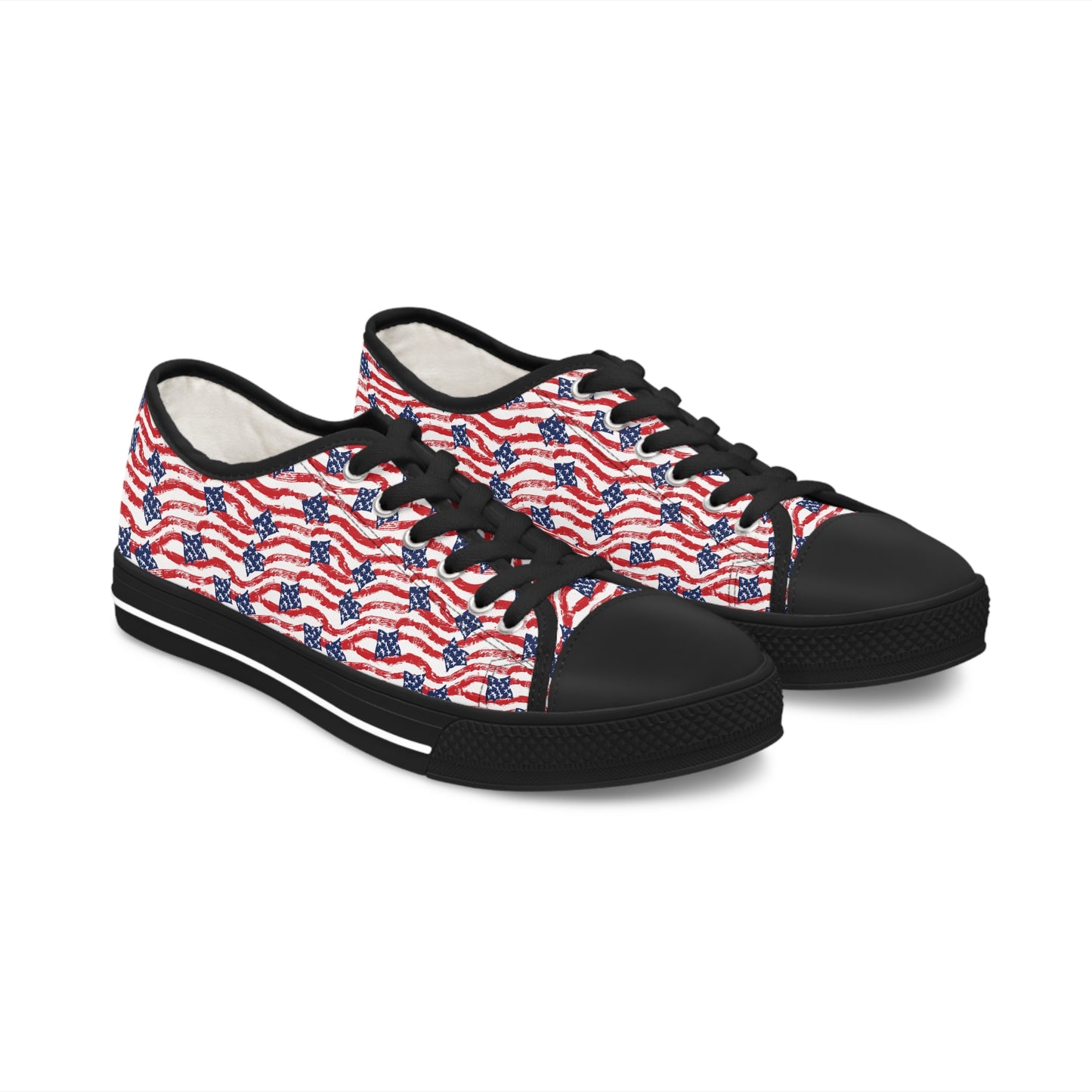 American Flag Print Women's Low Top Sneakers, Independence Day Sneakers