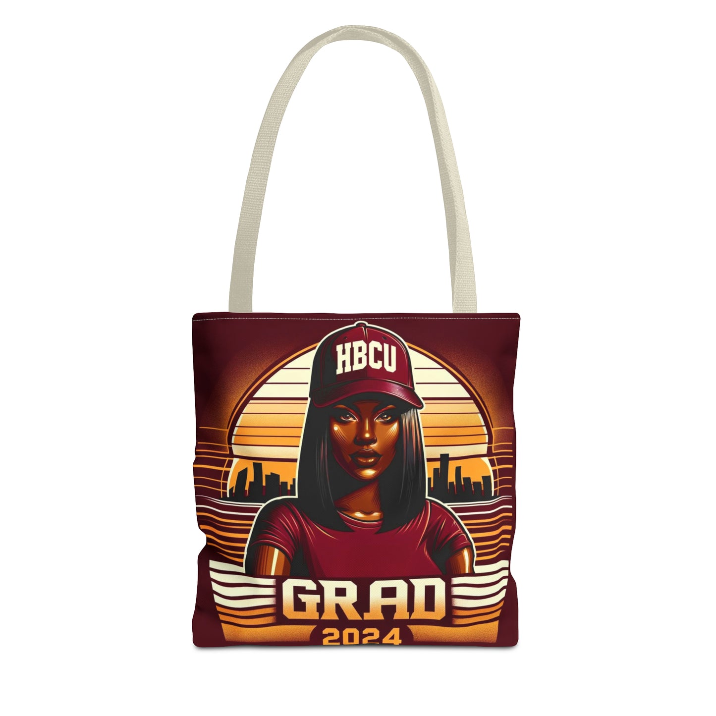 HBCU Grad Pride 2024 Grad Theme Polyester Tote Bag, Class of 2024 Afrocentric Carryall Bag