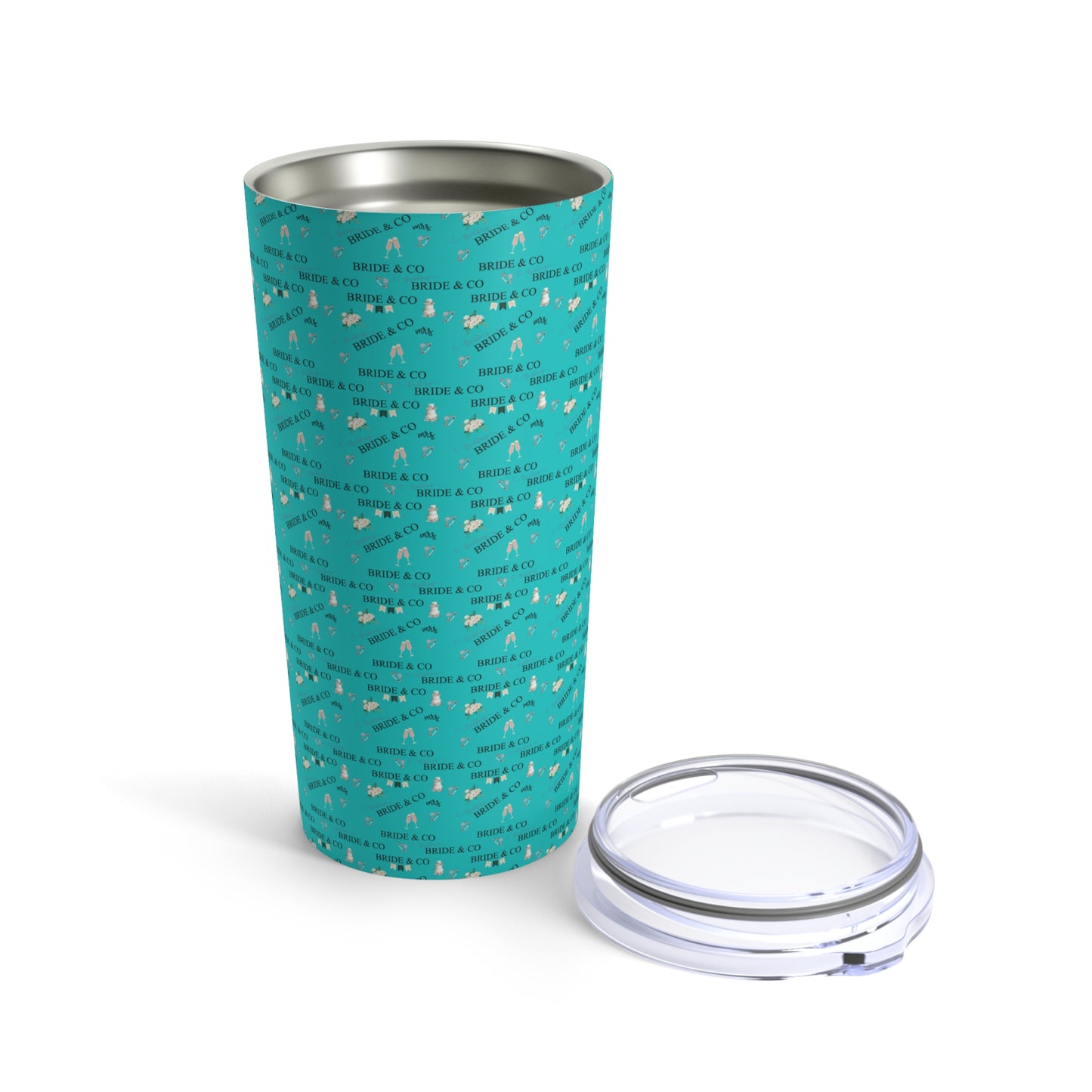 Robins Egg Blue Bride & Co 20oz Stainless Steel Travel Tumbler, Elegant Bride Vacuum-Insulated Reusable Cup