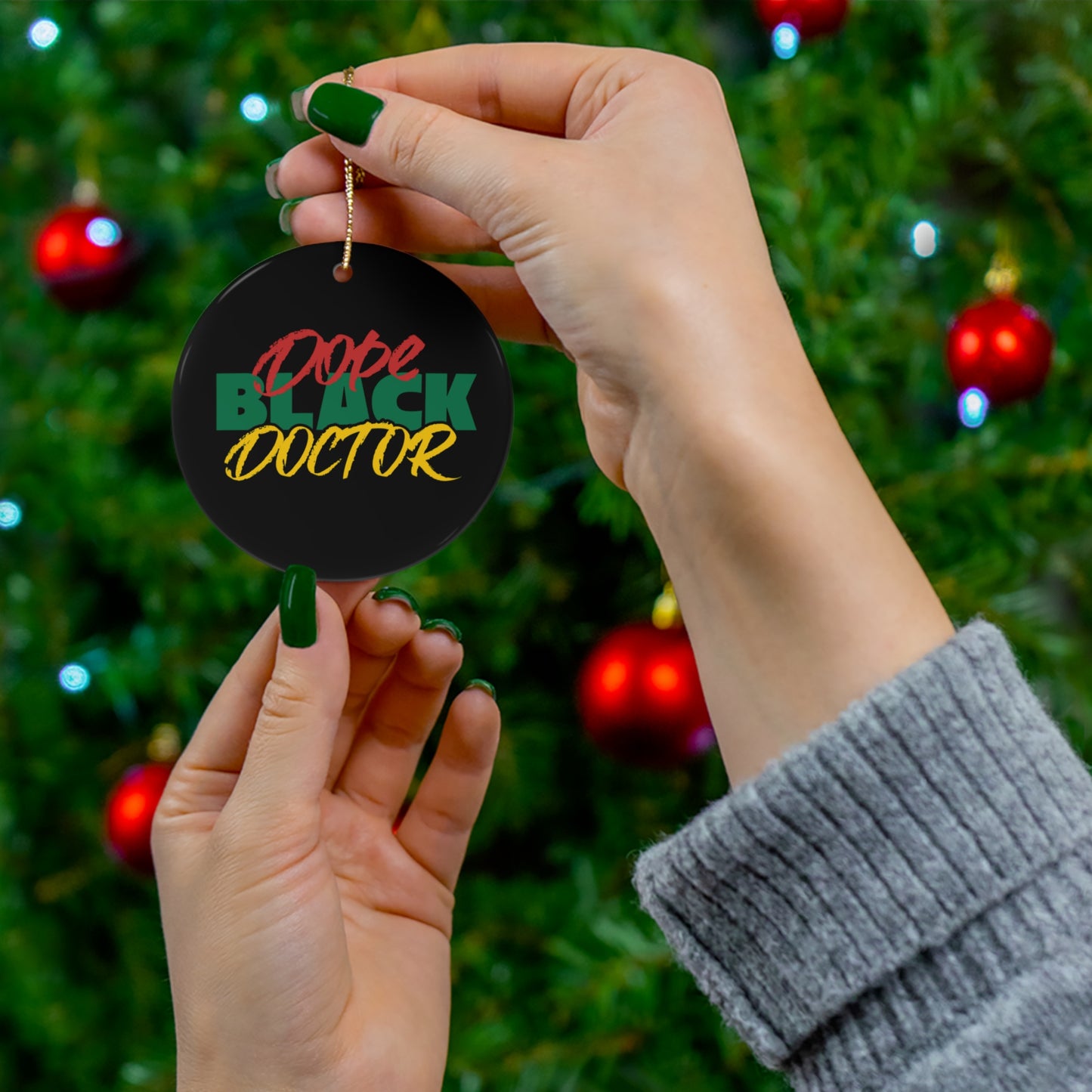 Dope Black Doctor Christmas Tree Ornament