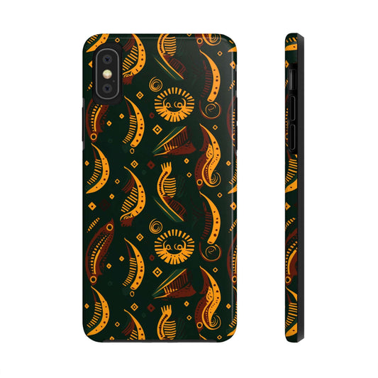 African Sankofa Print iPhone Tough Case,  Cultural Symbol Print iPhone Case