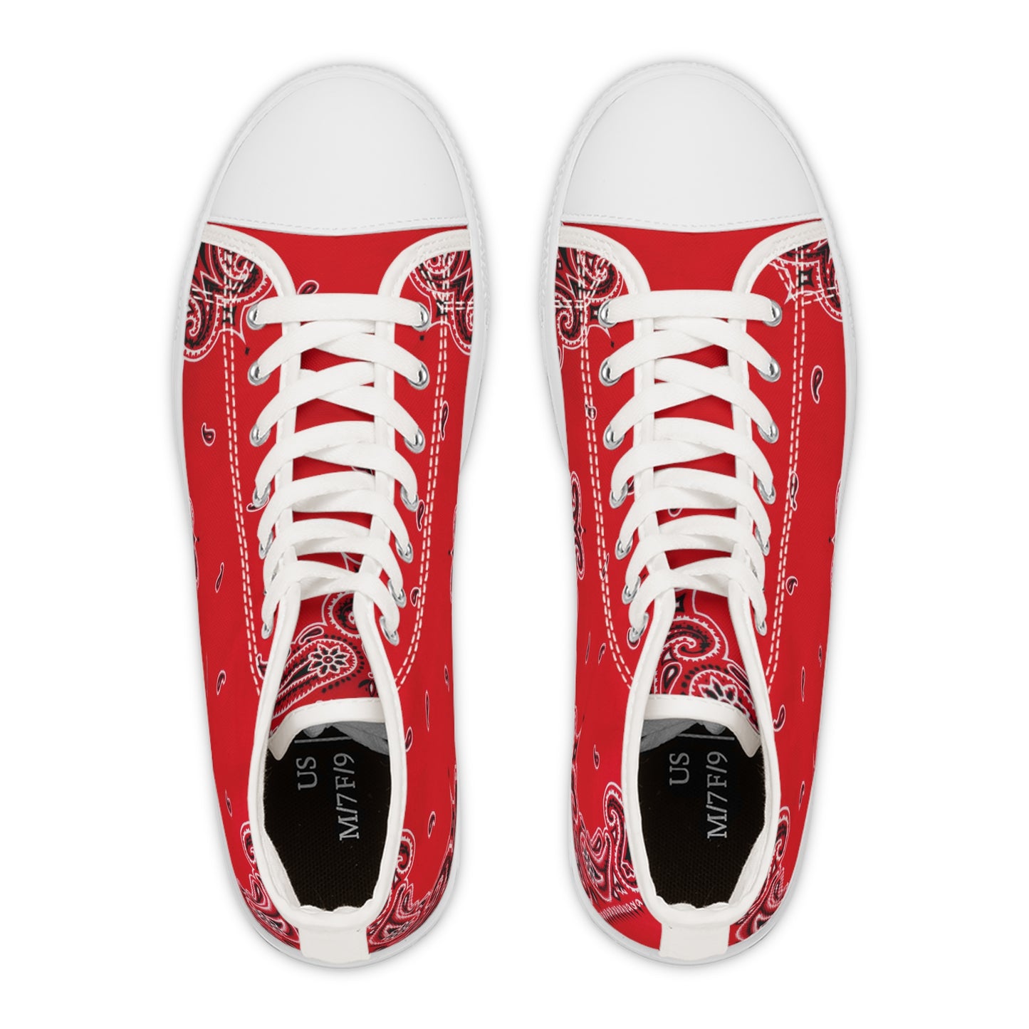 Red Bandana Paisley Print Women's High Top Sneakers