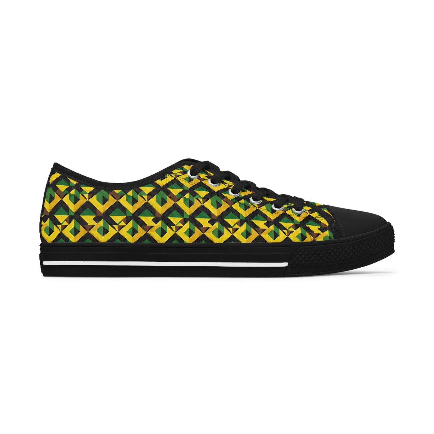 Jamaican Rhythm Women's Low Top Shoes, Jamaican Flag Sneakers, Caribbean Inspired Footwear