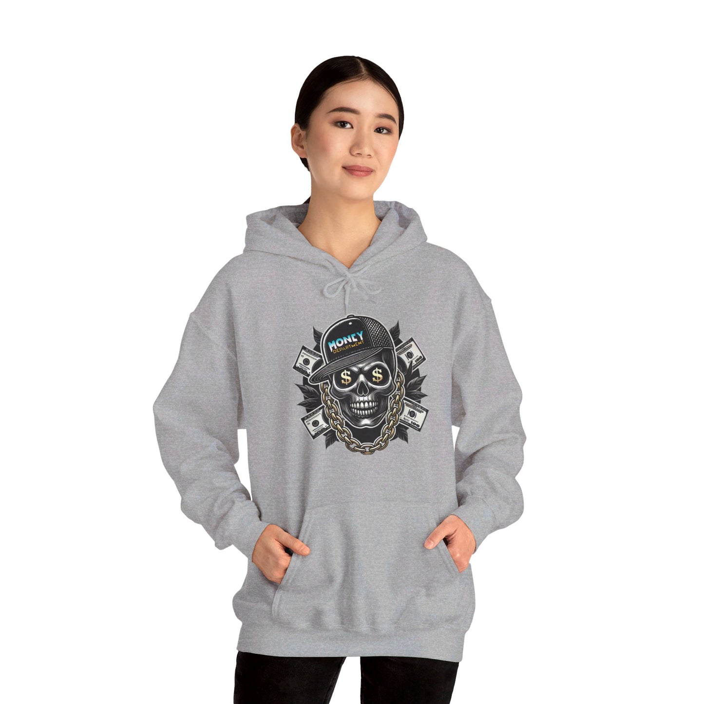 Big Baller Menacing Skull "Money Department" Hoodie, Unisex Urban Streetwear Sweatshirt