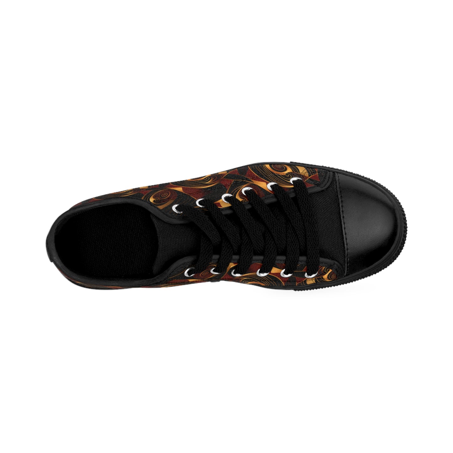 Crimson, Gold & Black African Ankara Print Men's Sneakers - Heritage Fashion Low Tops