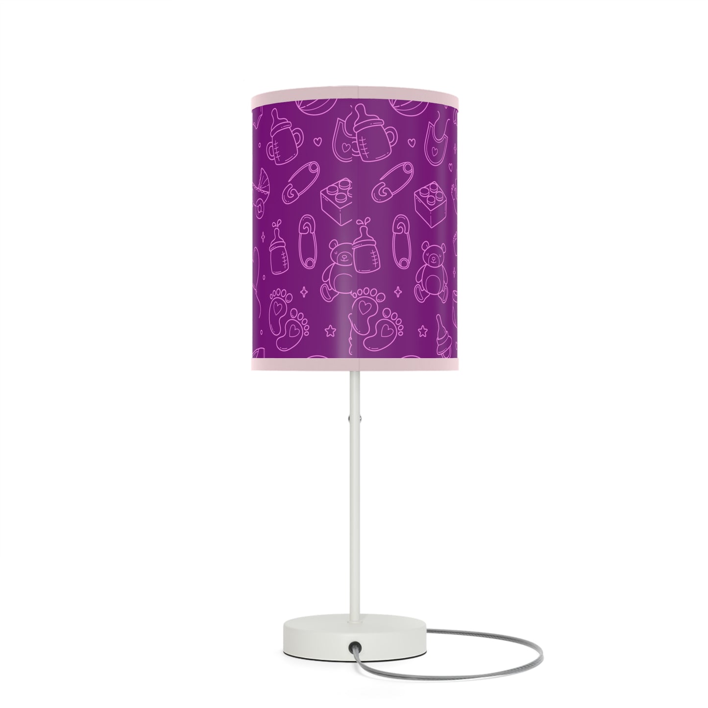 Purple and Punk Baby Themed Table Lamp, Purple Pink Nursery Table Lamp, Baby Shower Gift