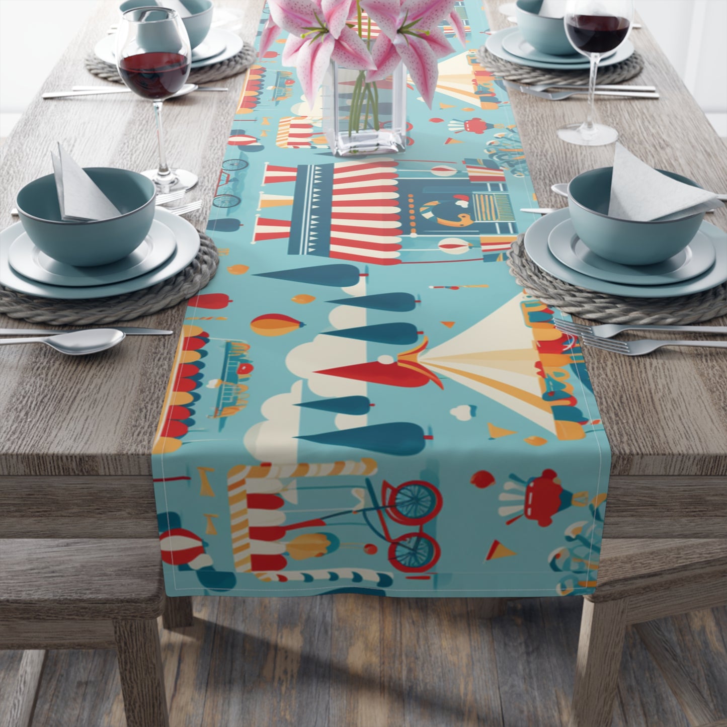 Carnival Circus Table Cloth, Festive Party Decor, Tents, Rides