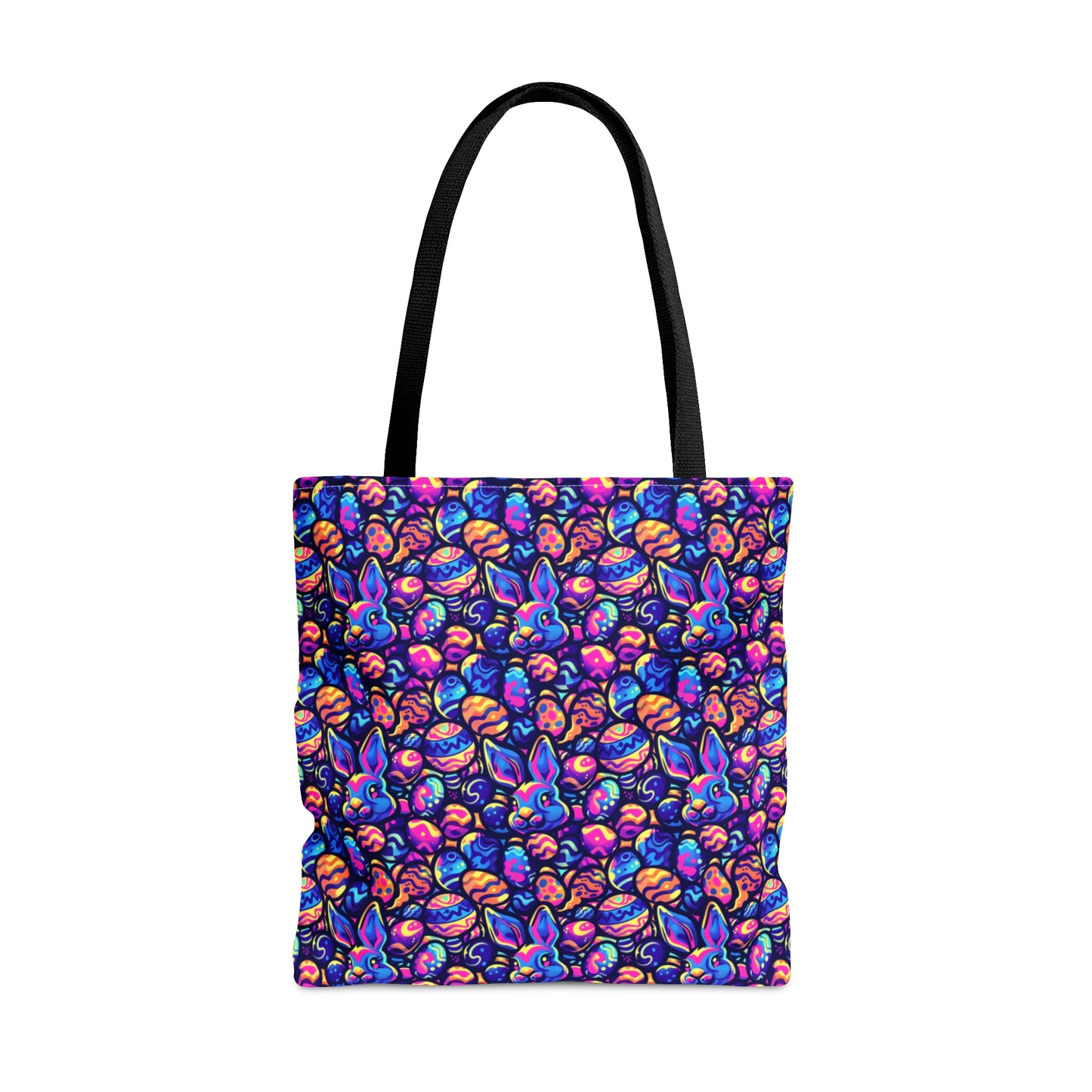 Easter Bunny & Egg Pattern Custom Tote Bag - Durable Polyester with Colorful Print