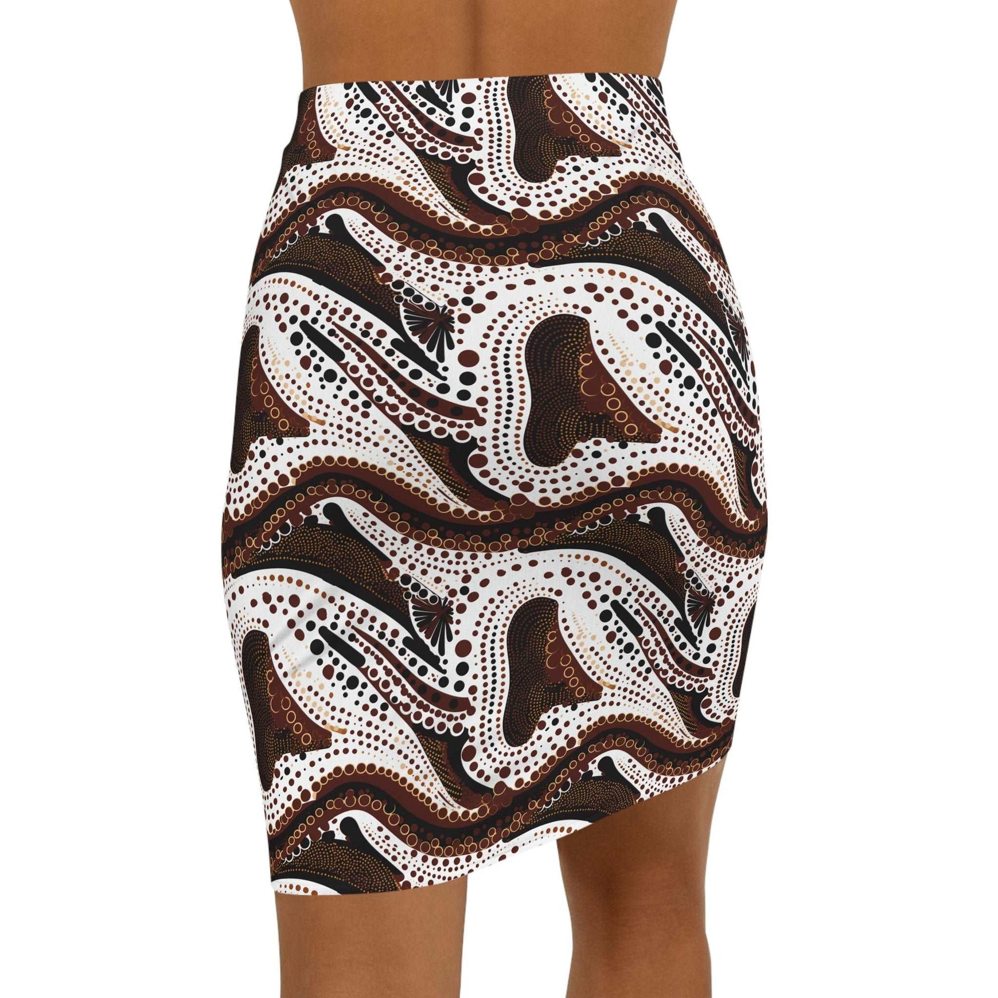 African Print Boho Chic Style Women's Mini Skirt, Ethnic Print Womenswear