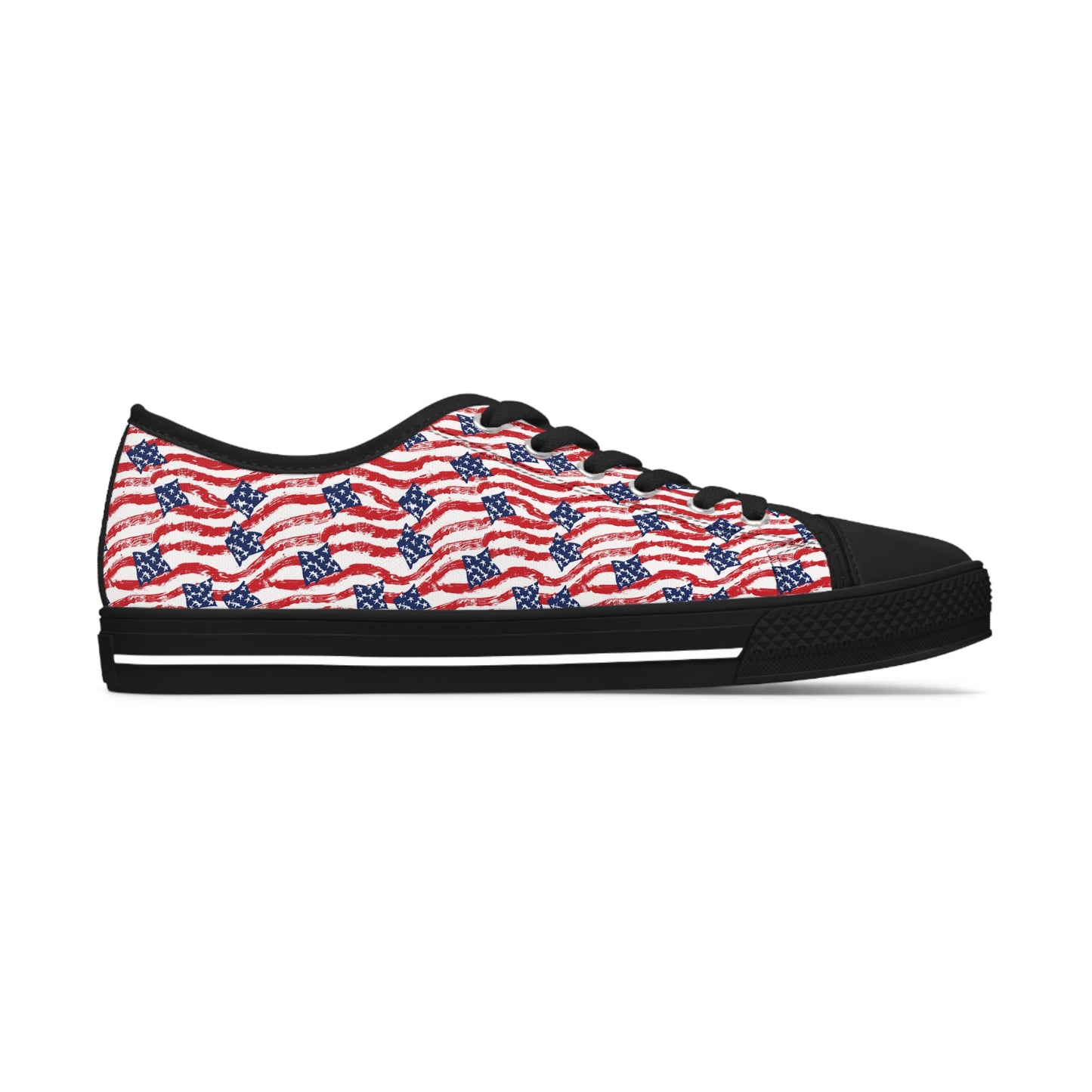 American Flag Print Women's Low Top Sneakers, Independence Day Sneakers