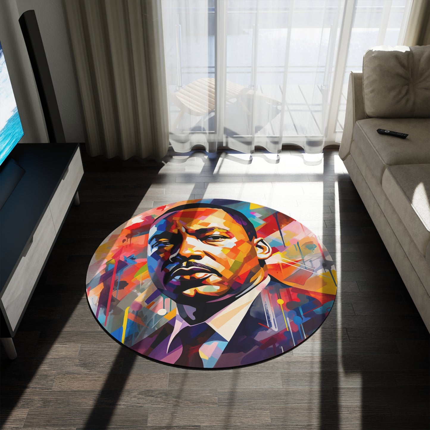 Martin Luther King (MLK) Artistic 60” Inch Round Indoor Rug,  Civil Rights Icon Room Decor