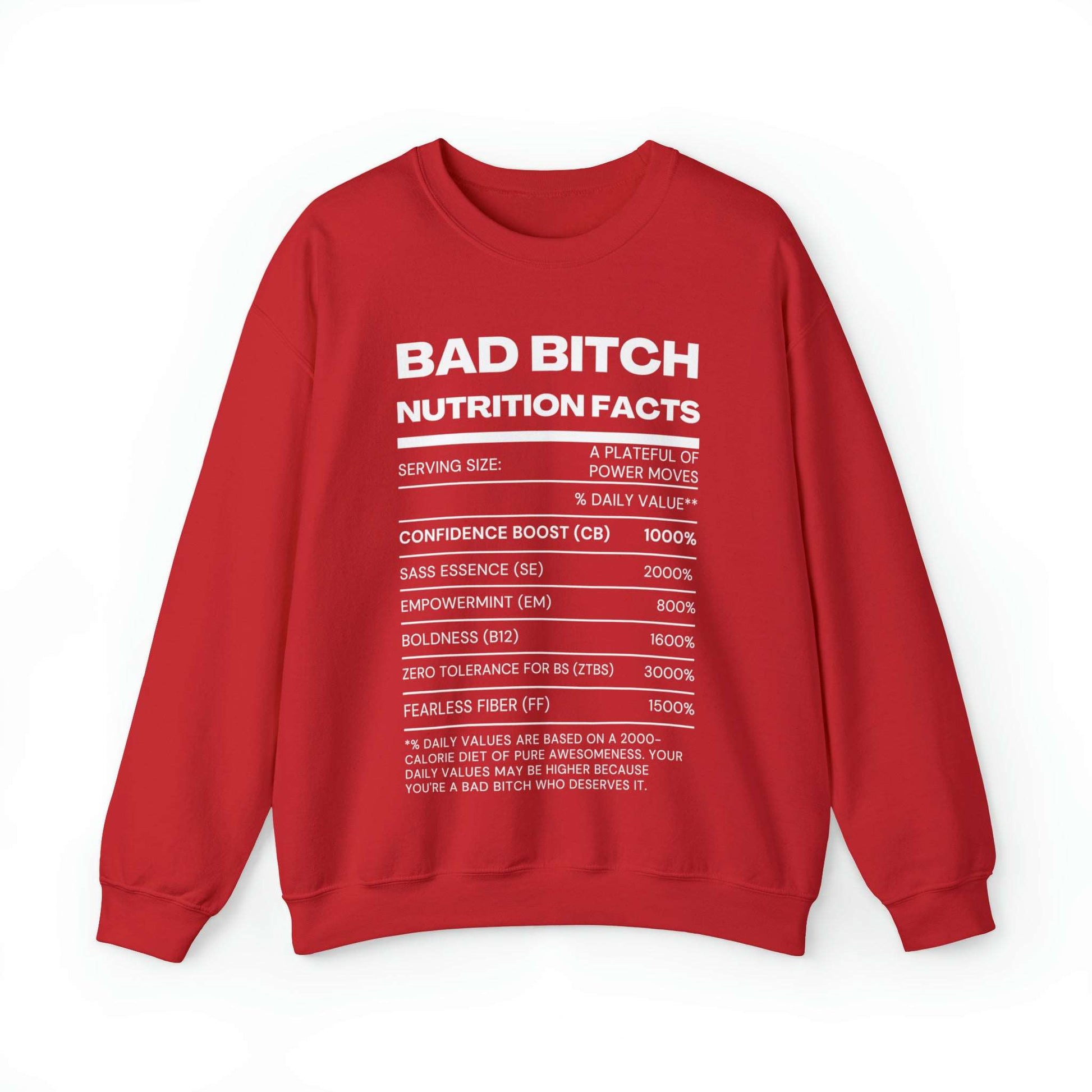 Bad B Nutrition Facts Women's Crewneck Sweatshirt, Empowering Women's Top