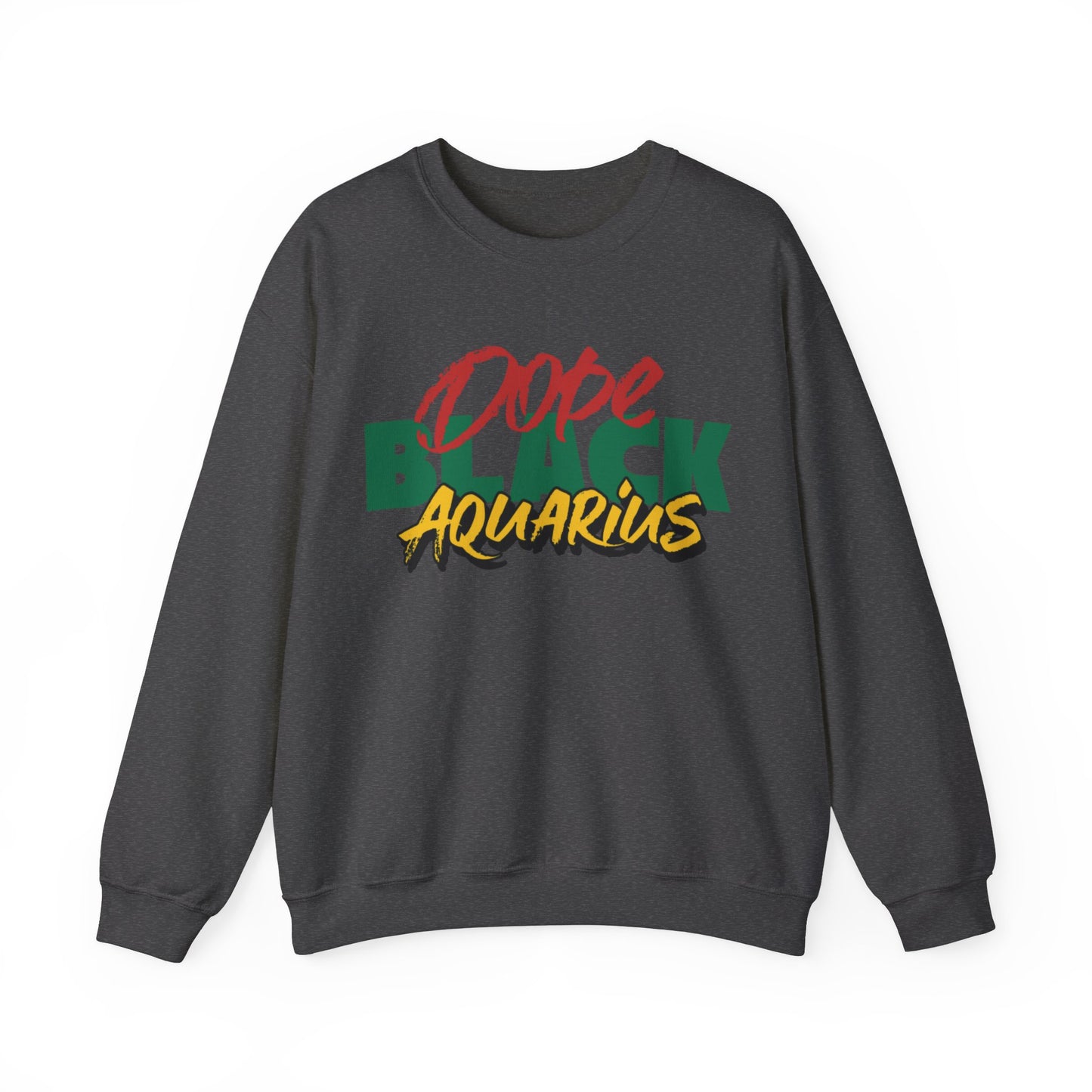 Dope Black Aquarius Unisex Crewneck Sweater, Zodiac Sign Fashion