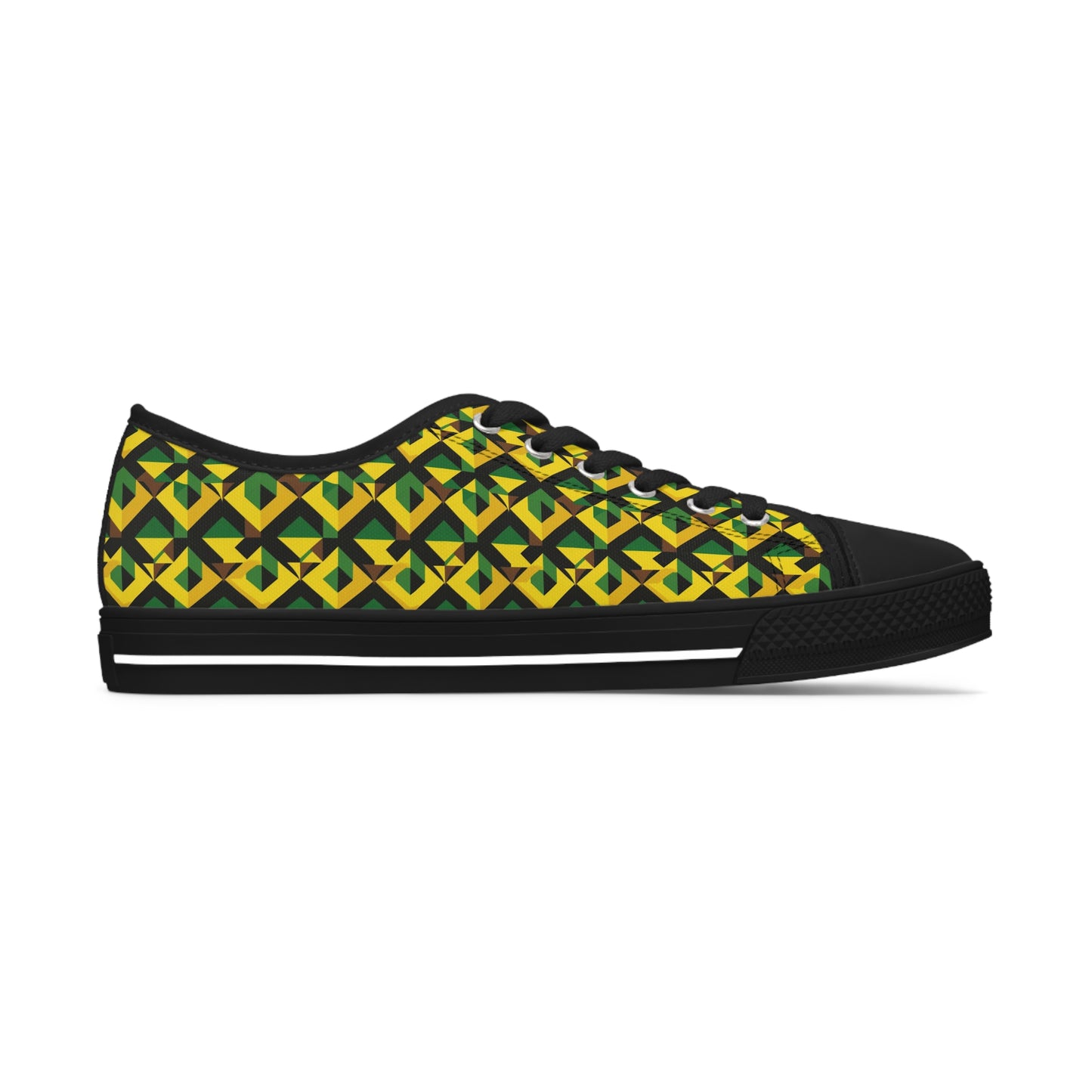 Jamaican Rhythm Women's Low Top Shoes, Jamaican Flag Sneakers, Caribbean Inspired Footwear