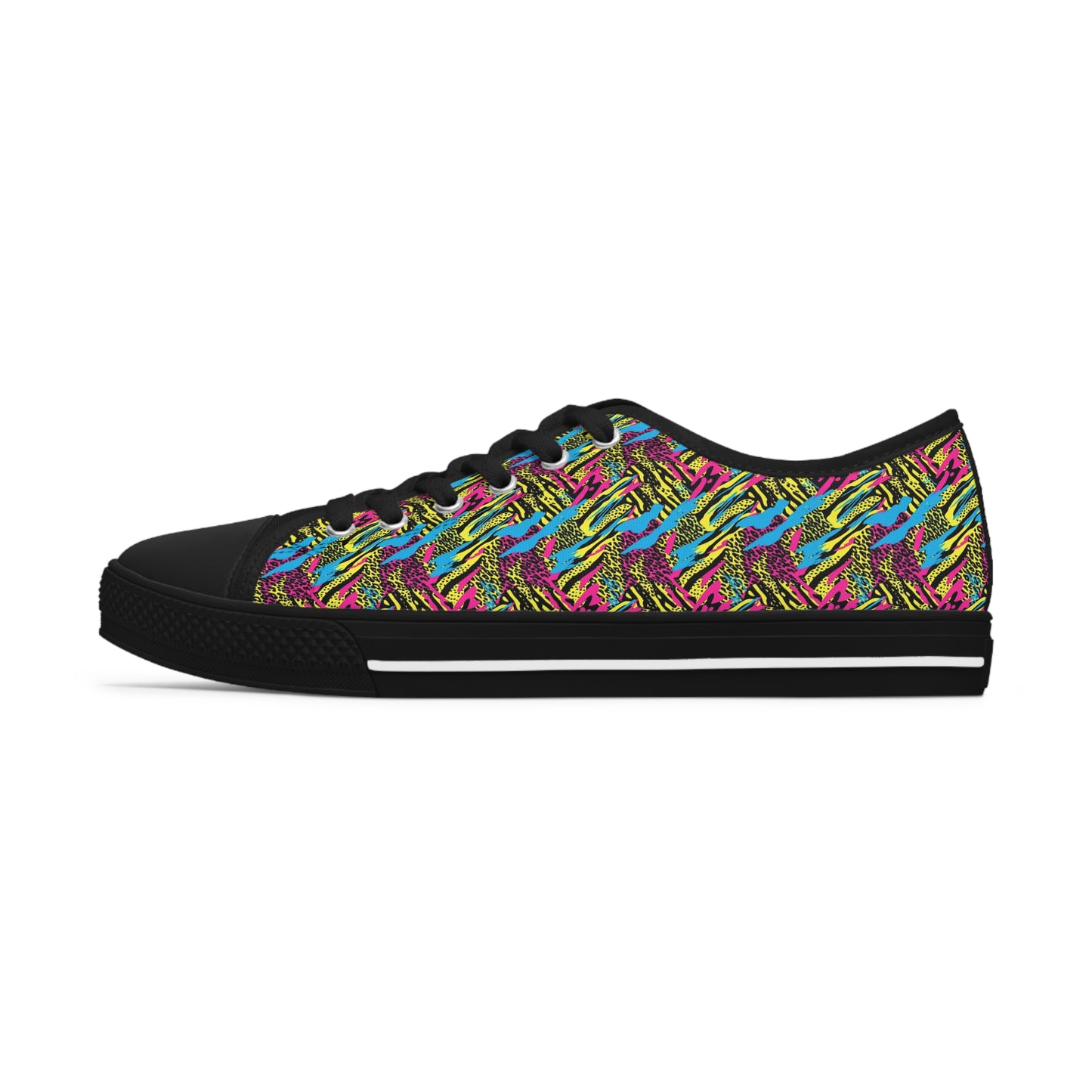 Neon Safari Fusion Animal Print Low Top Canvas Shoes, Trendy Neon Print Sneakers