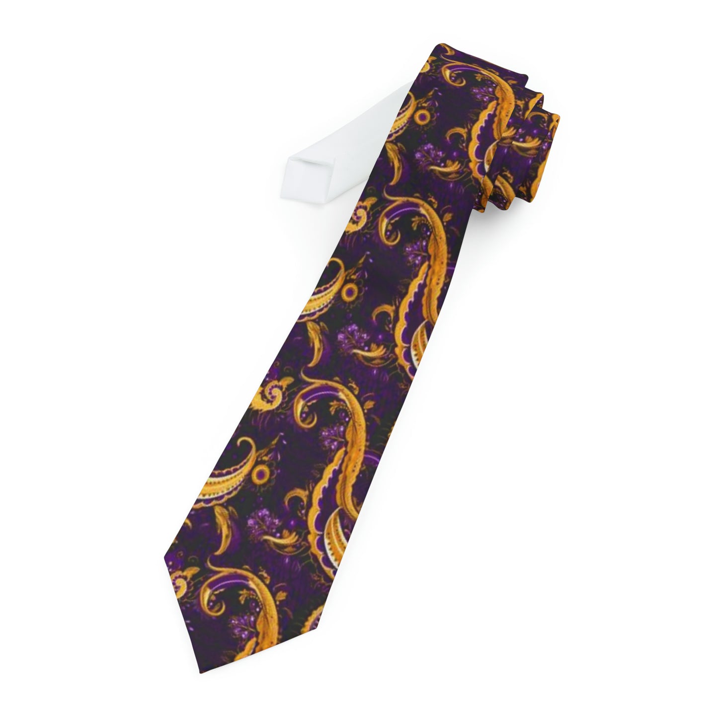 Purple & Gold Paisley Print Mens Tie, Laker Fan Colors Mens Elegant Fashion