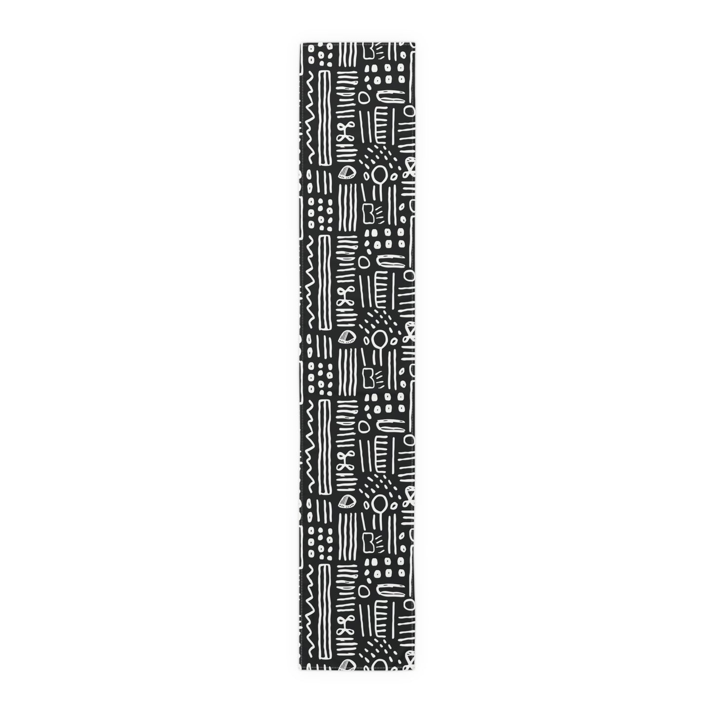 Black & White African Mud Cloth Print Table Runner