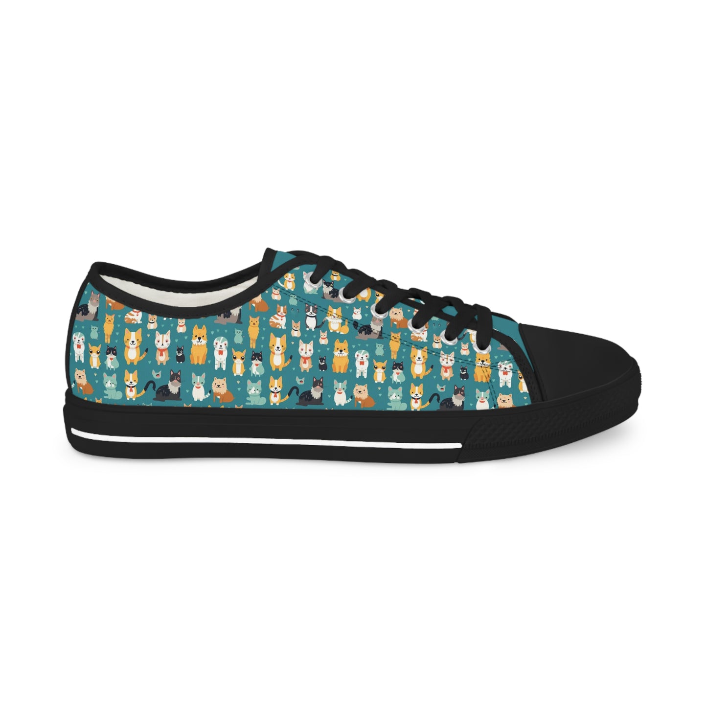 Dog and Cat Men's Low Top Sneakers , Unique Animal Lover Men's Tennis Shoes