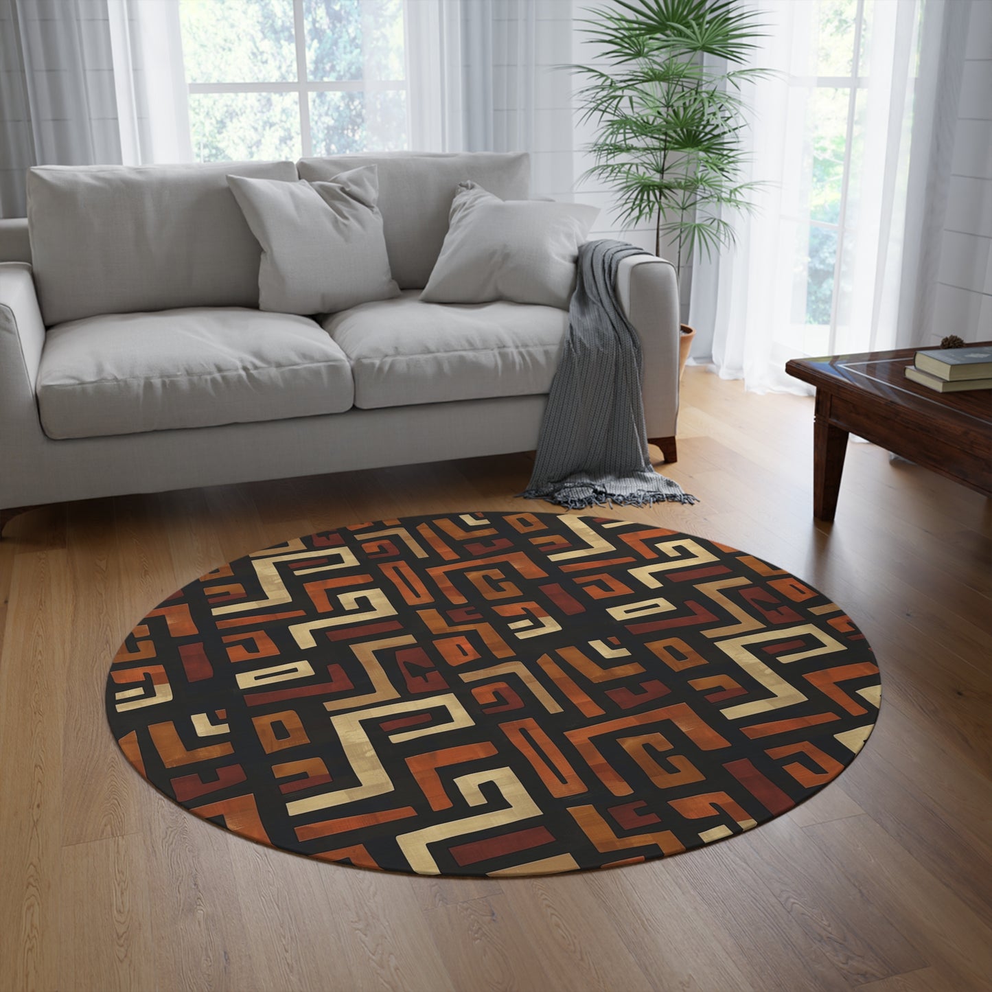 Earth Tone African Geometric Pattern Rug, , Bogolan Home Textiles