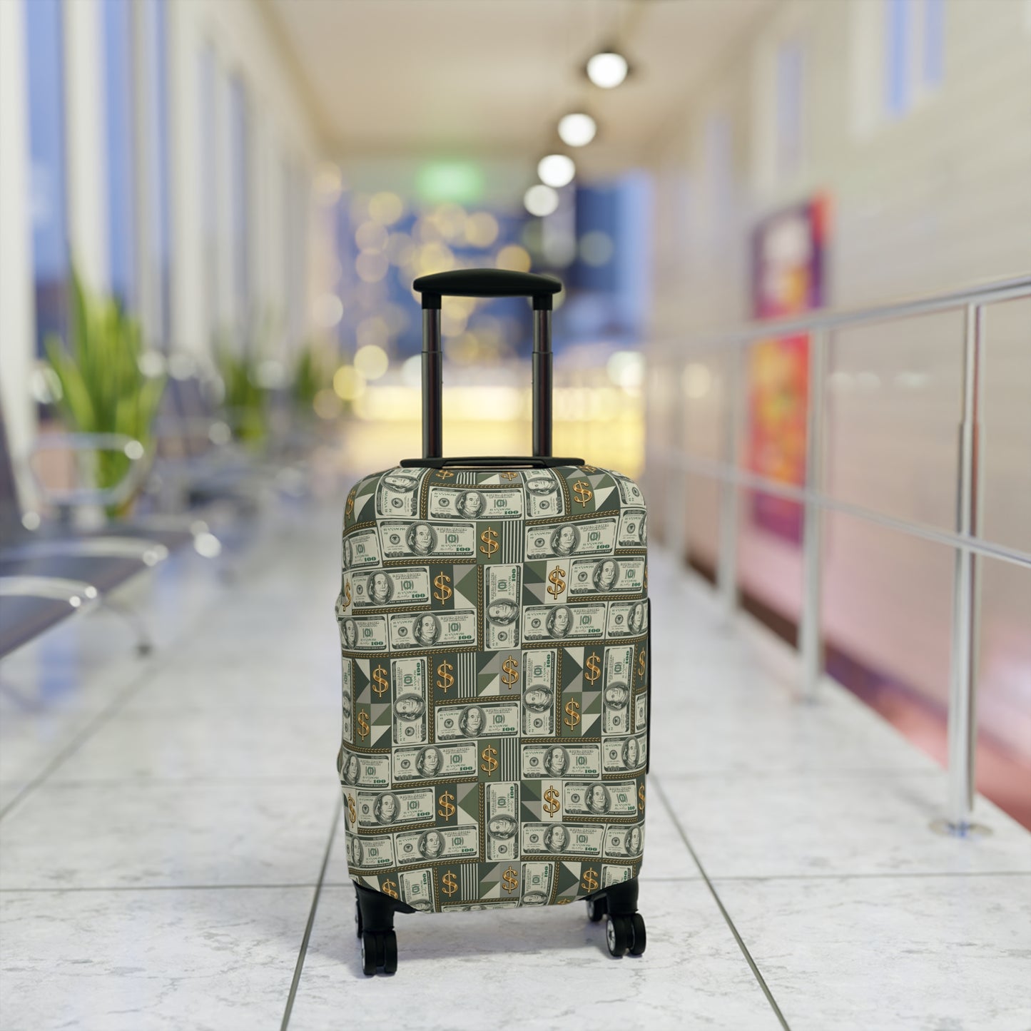 US Money Print Luggage Cover, Money Manifestation Suitcase Protector