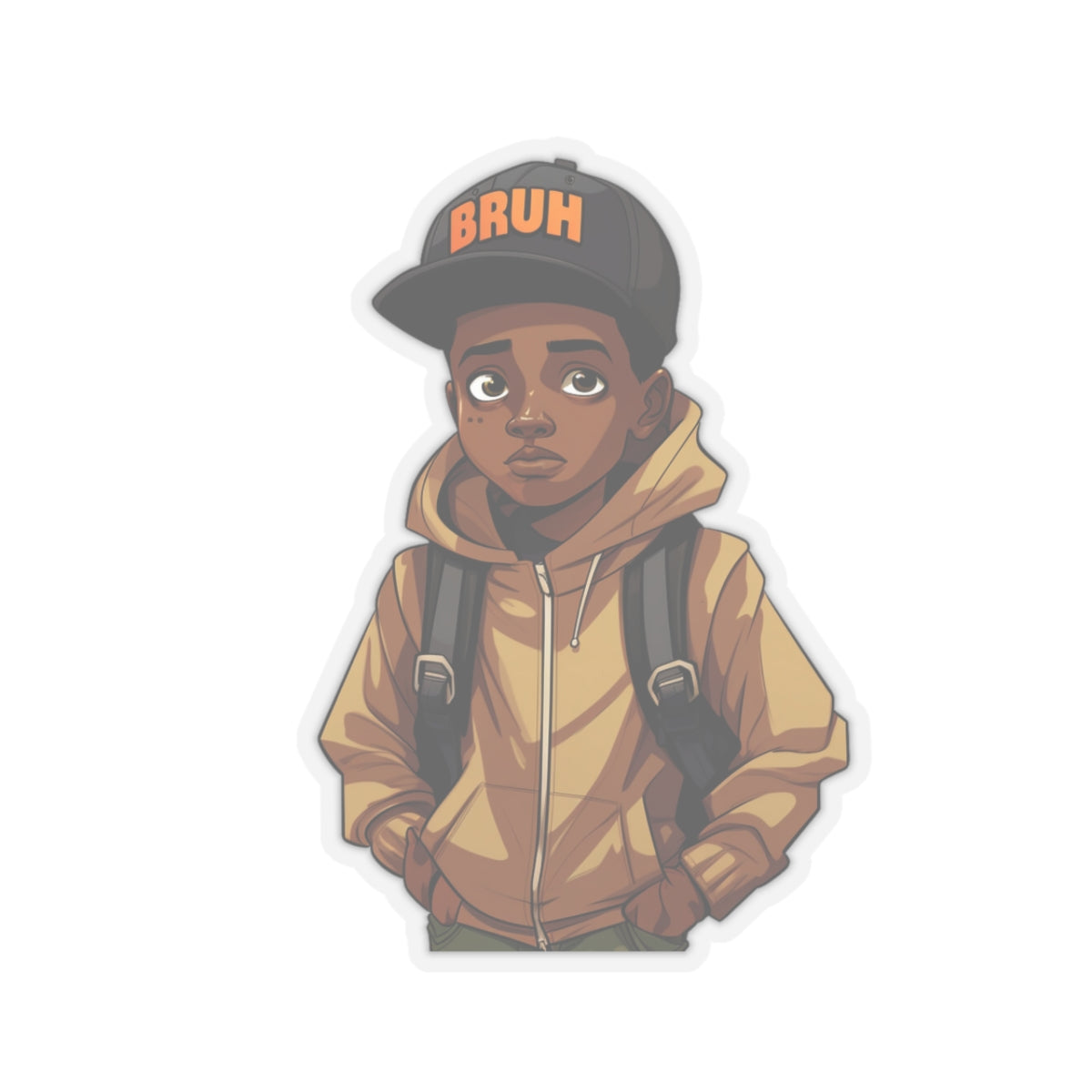 Black Boy Joy 'Bruh' Hat Sticker, Bruh Hat Design, Bruh Sticker