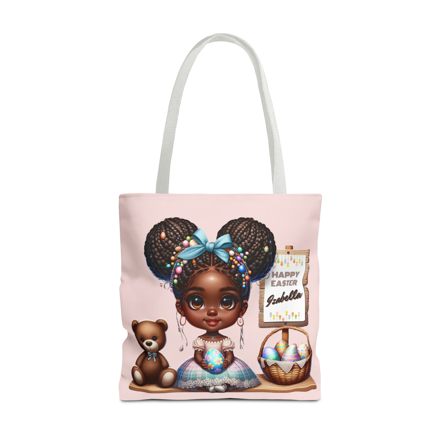 Personalized Easter Tote Bag for Young Black Girls, Customizable Easter Gift