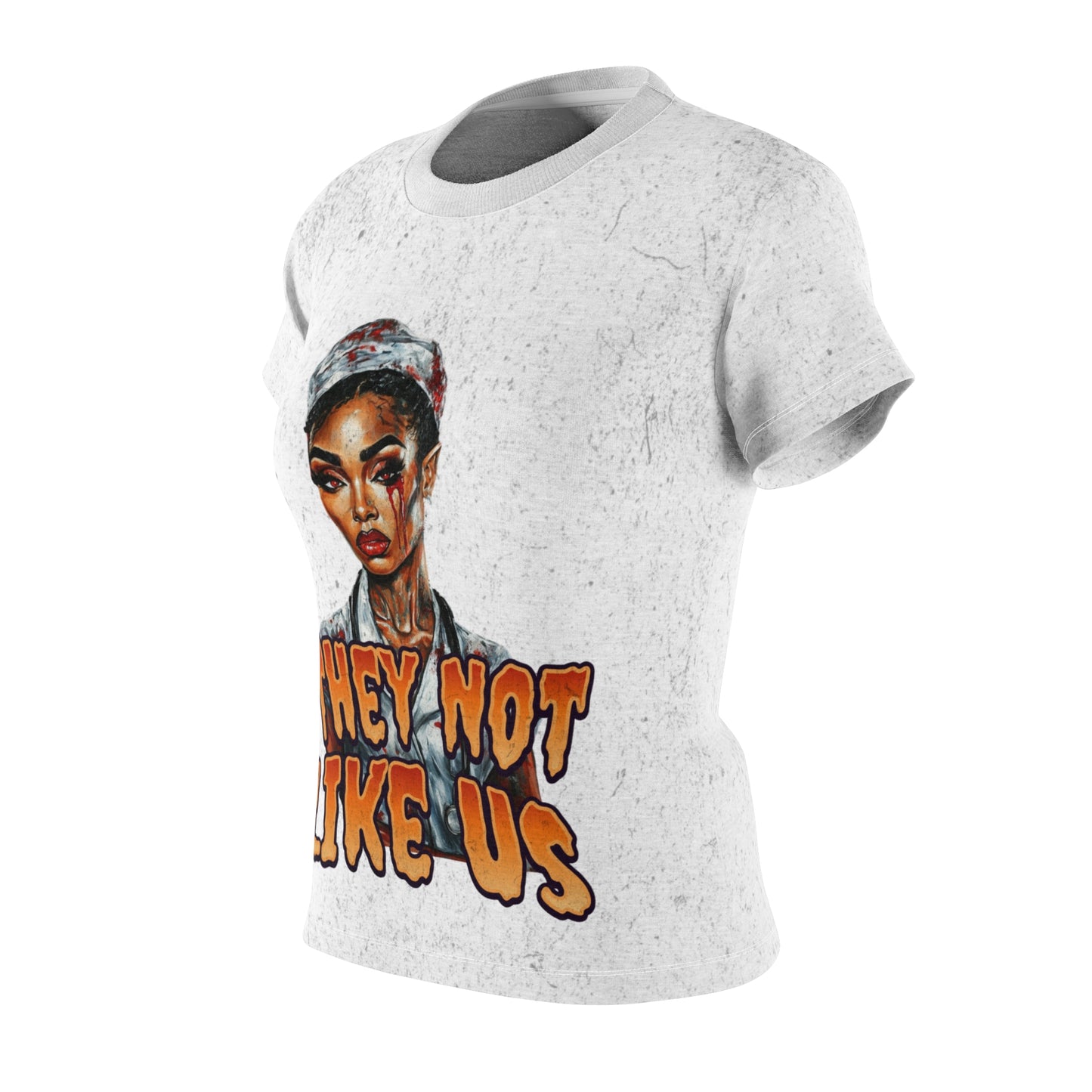 Halloween Black Nurse T-Shirt, "They Not Like Us" Graphic Tee, Afrocentric Spooky Horror Apparel