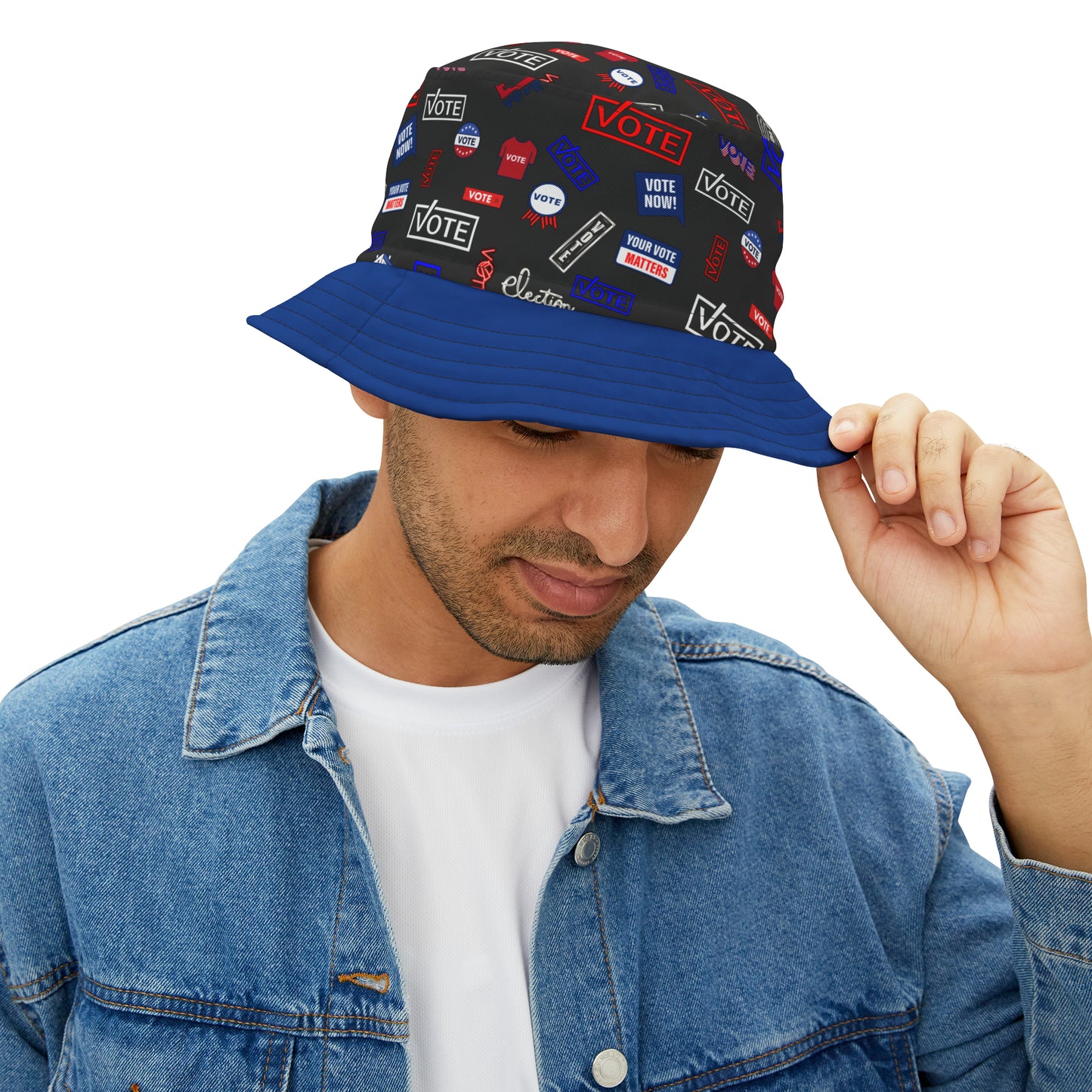 Vote-Inspired Polyester Bucket Hat: Trendy Political Statement & Patriotic Headwear