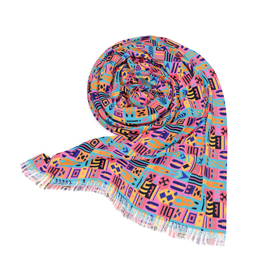 Pastle African Kente Print Scarf, Vibrant Carnival-Inspired Fashion Accessory