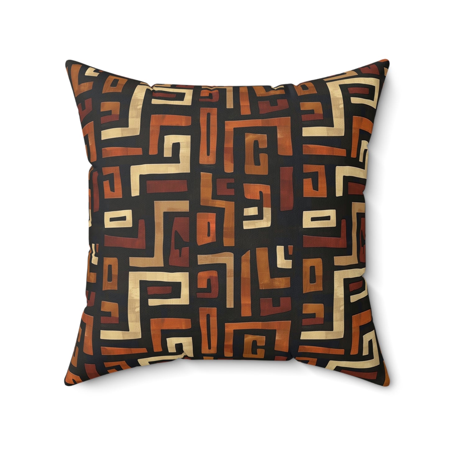 Earth Tones Geometric Pattern Throw Pillow, Ethnic Art Home Decor