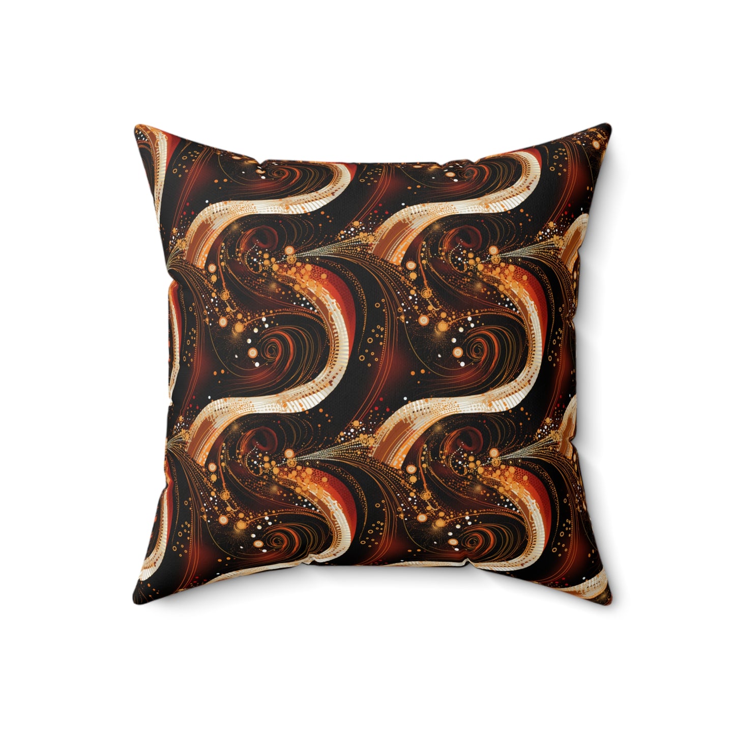 Black and Gold African-Inspired Pillow, Abstract Pattern in Dark Orange and White