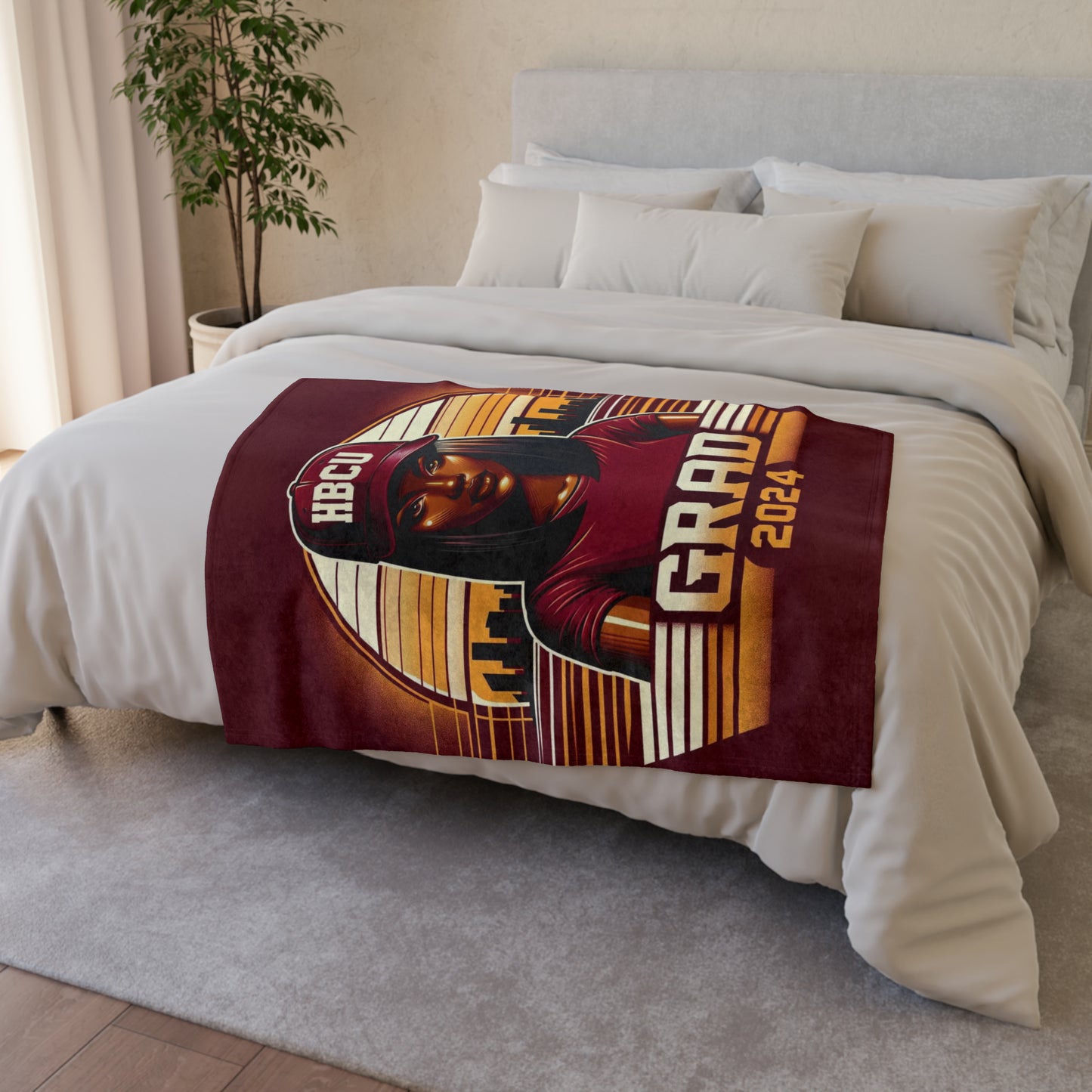 HBCU Graduate Celebration Throw Cover, Black & Educated Woman Gift, Class of 2024 Pro Black Graduation Decor