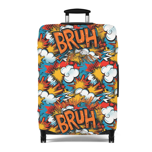 Comic Book Explosion "Bruh Moment" Luggage Cover, Pop Art Style Suitcase Protector