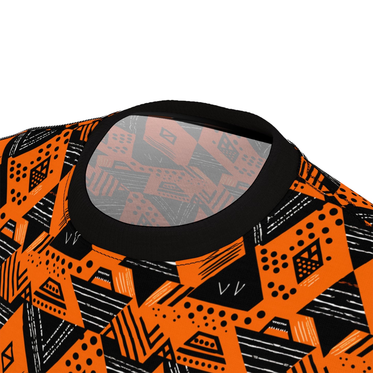 Orange African Mud Cloth Print Men's T-Shirt | Lightweight & Breathable